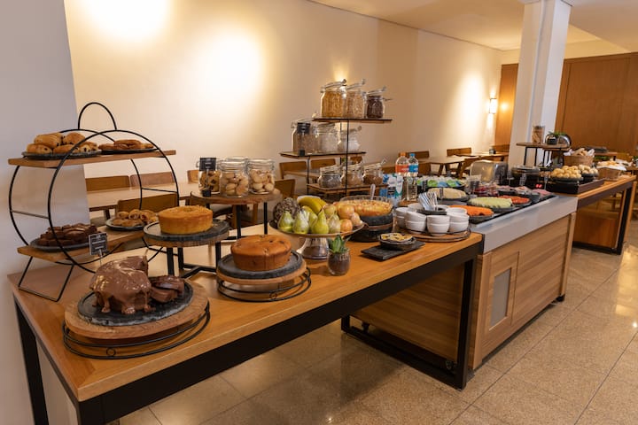 Wyndham Sao Paulo Paulista restaurant breakfast area close up in Sao Paulo, Other than US/Canada
