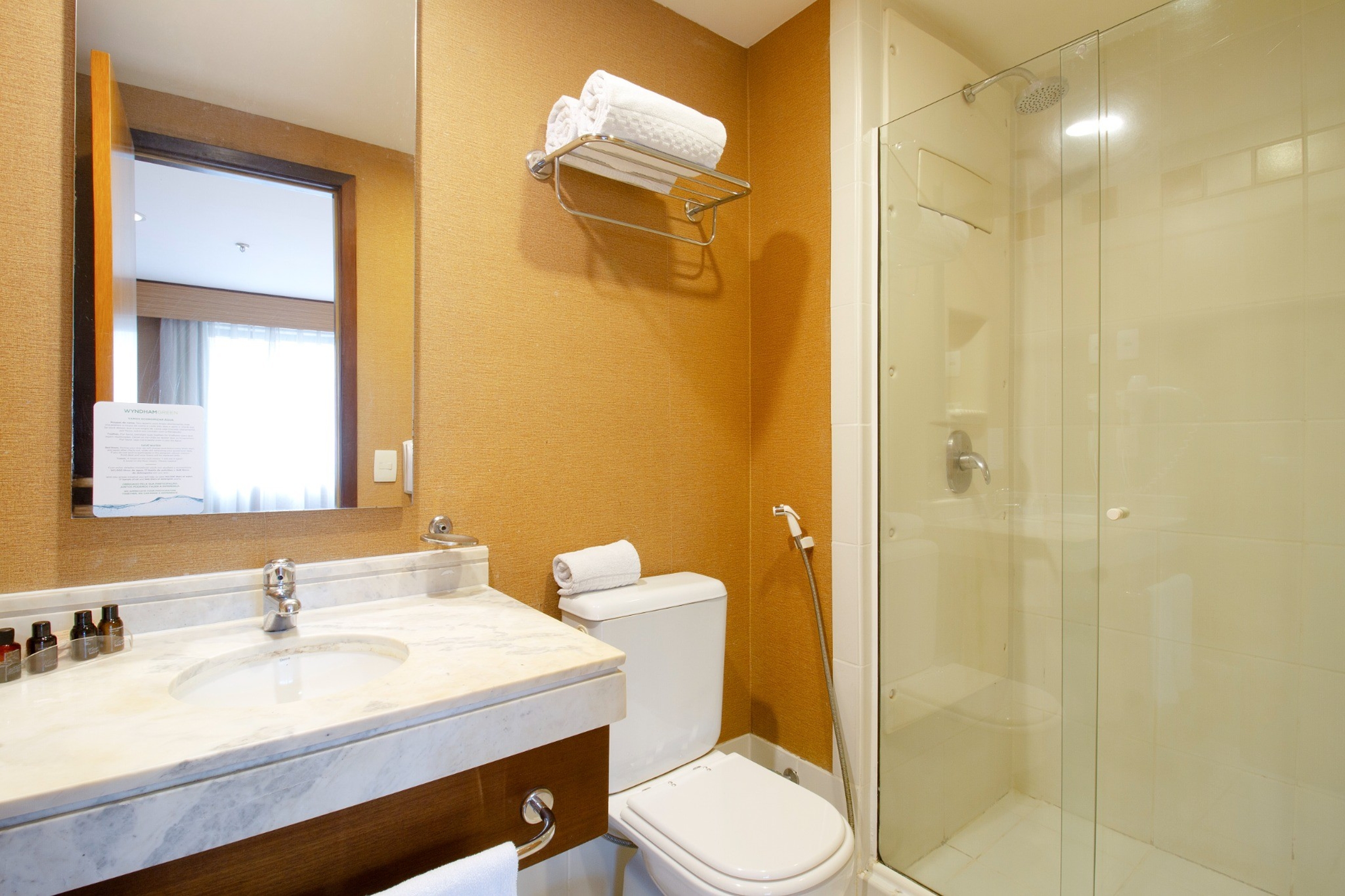 Guest room bath at the Wyndham Sao Paulo Ibirapuera Convention Plaza Hotel in Sao Paulo, Other than US/Canada