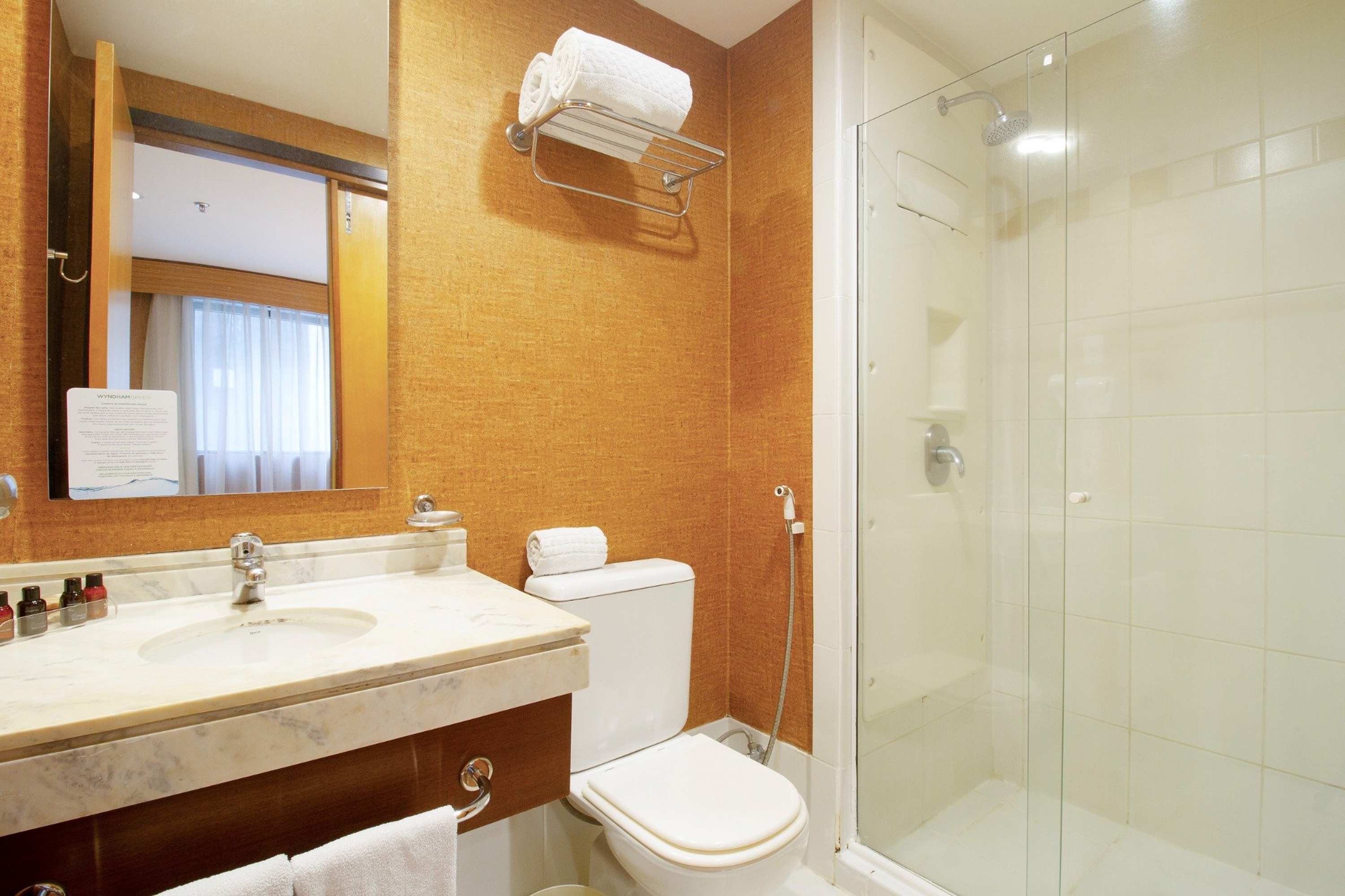 Guest room bath at the Wyndham Sao Paulo Ibirapuera Convention Plaza Hotel in Sao Paulo, Other than US/Canada