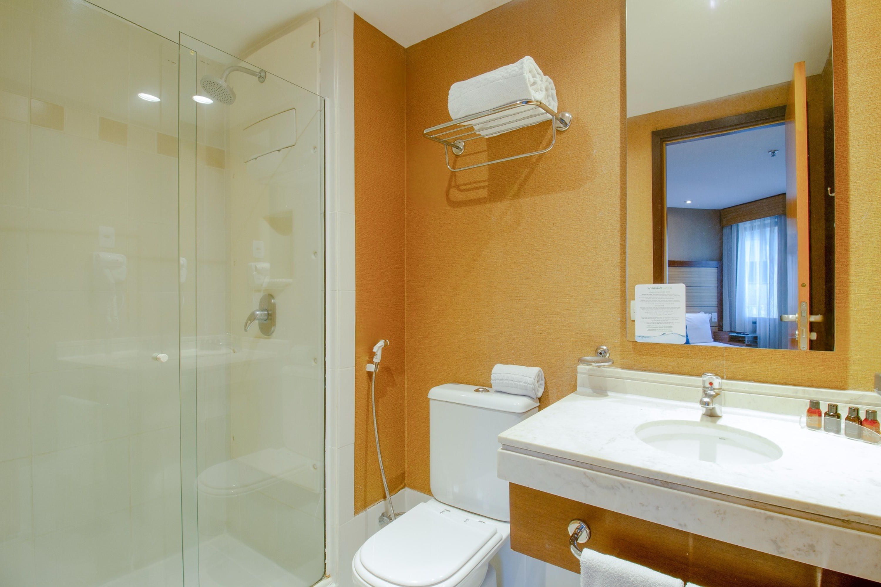 Guest room bath at the Wyndham Sao Paulo Ibirapuera Convention Plaza Hotel in Sao Paulo, Other than US/Canada
