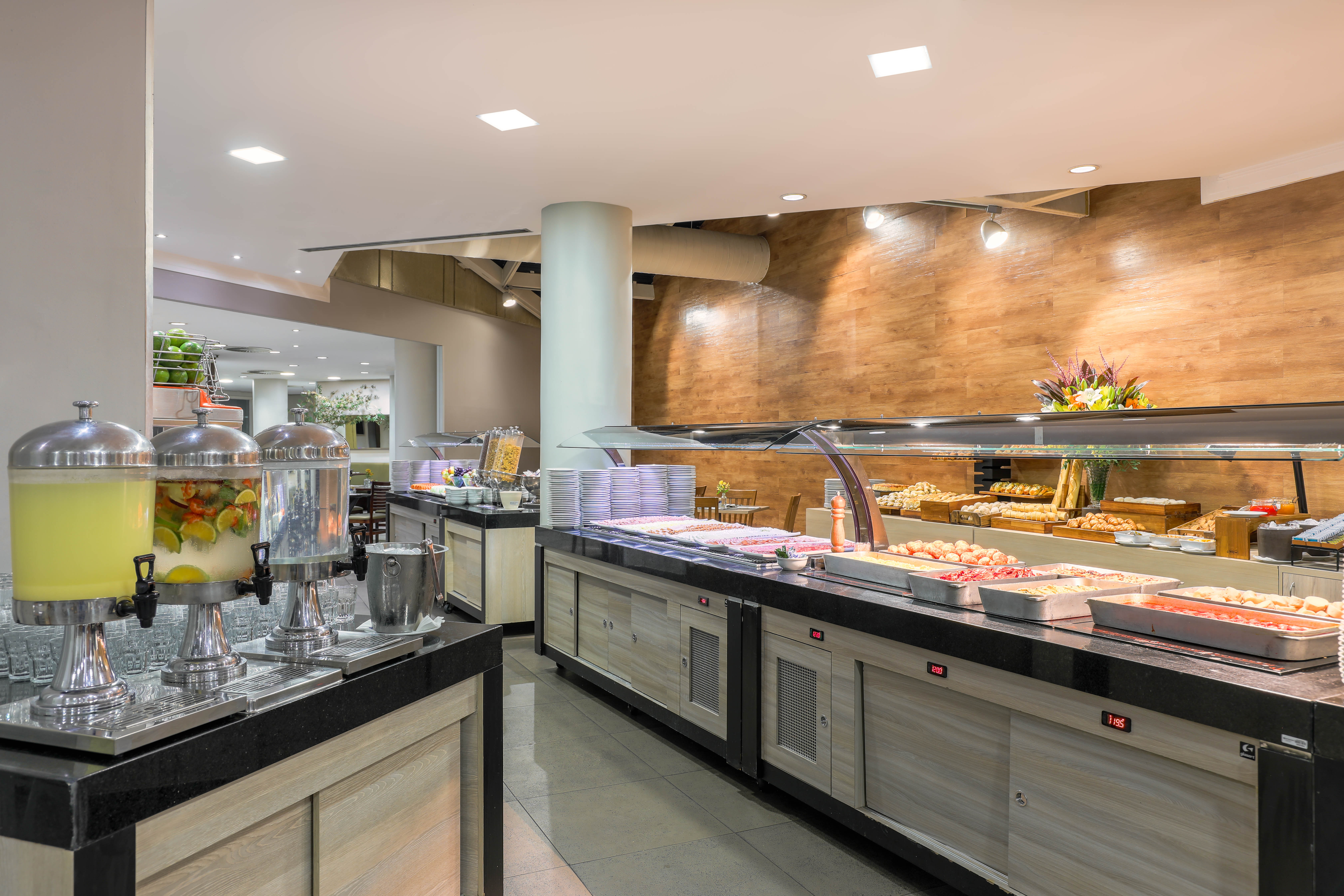 Wyndham Sao Paulo Ibirapuera Convention Plaza Hotel restaurant breakfast area close up in Sao Paulo, Other than US/Canada