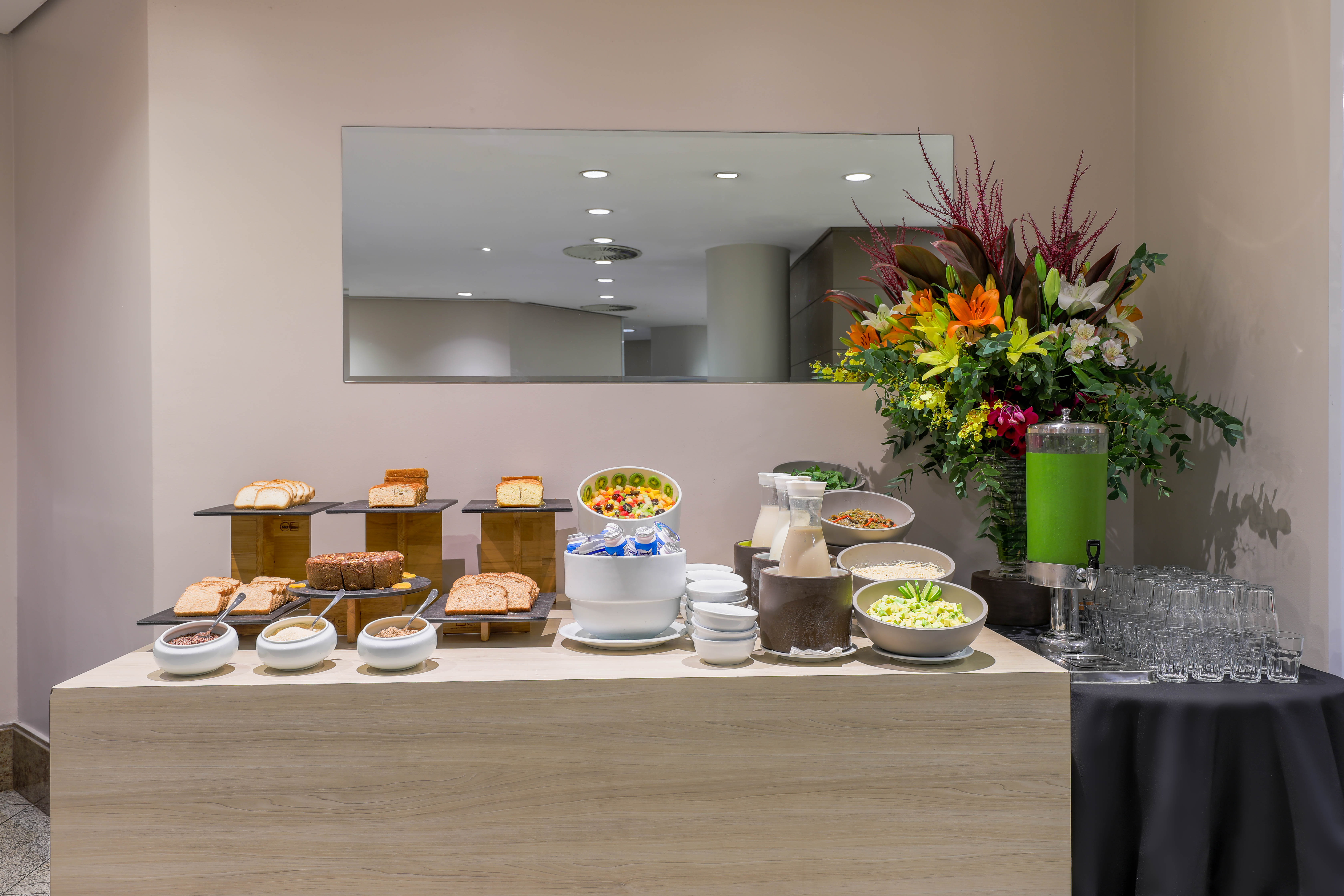 Wyndham Sao Paulo Ibirapuera Convention Plaza Hotel restaurant breakfast area close up in Sao Paulo, Other than US/Canada