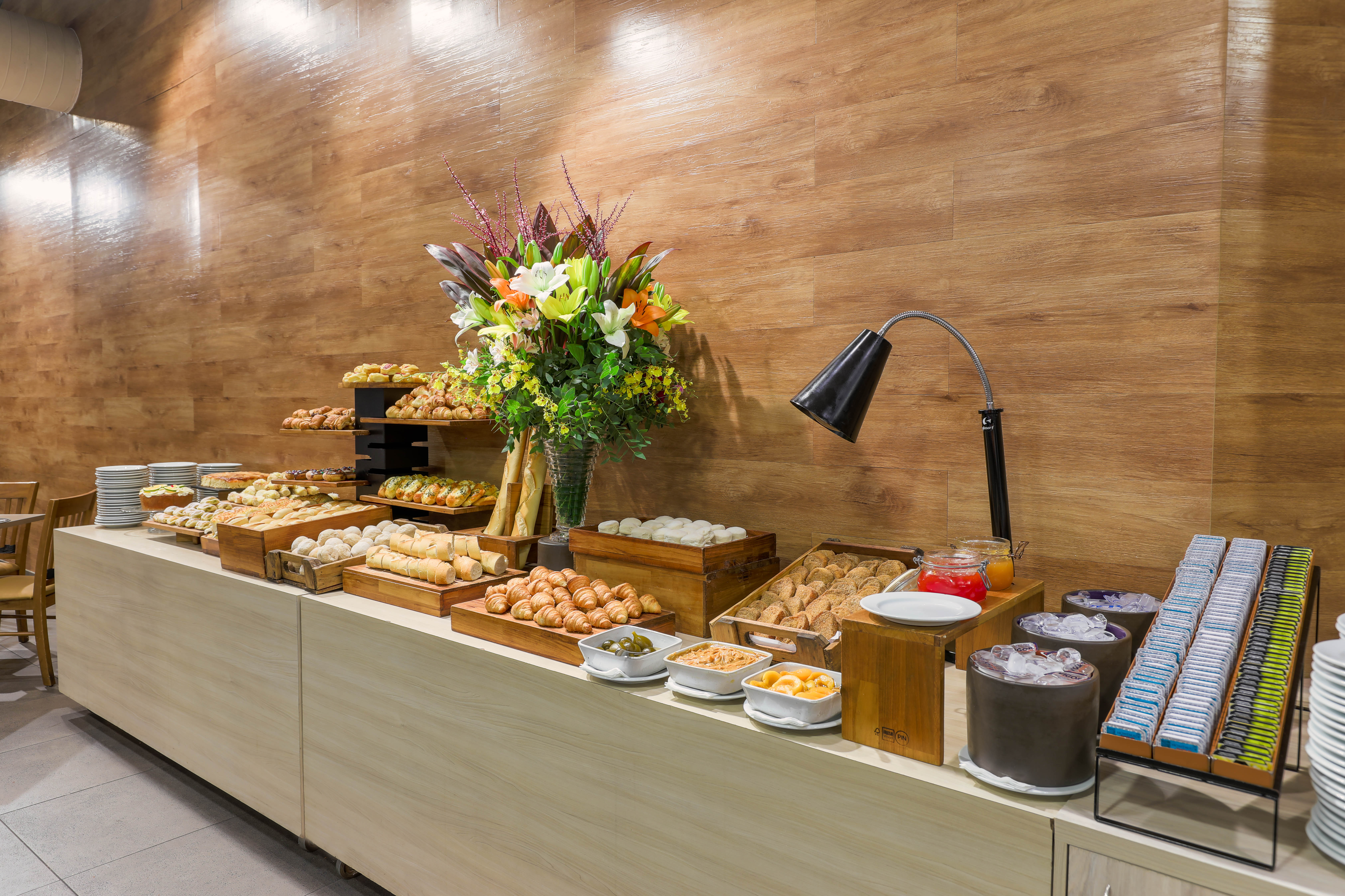 Wyndham Sao Paulo Ibirapuera Convention Plaza Hotel restaurant breakfast area close up in Sao Paulo, Other than US/Canada