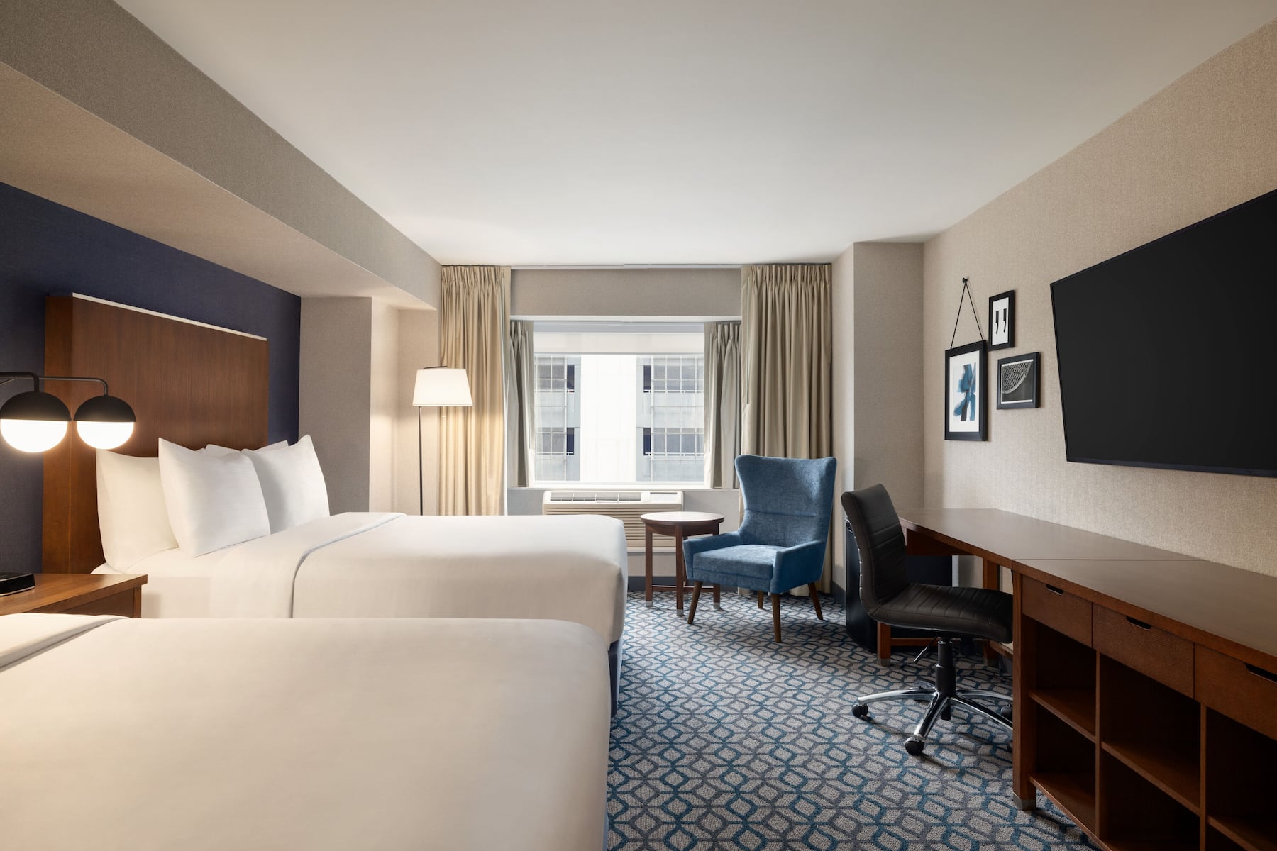 Guest room at the Wyndham Fallsview Hotel in Niagara Falls, Ontario