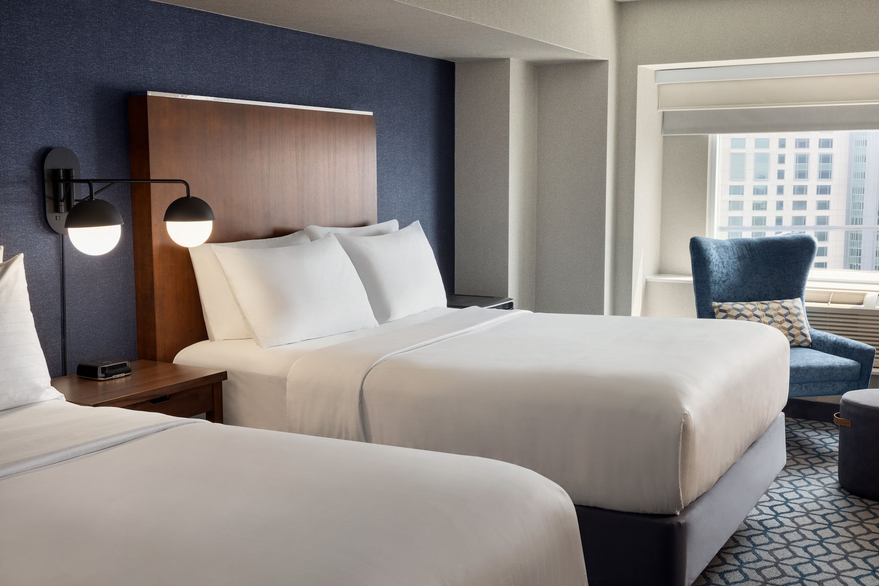 Guest room at the Wyndham Fallsview Hotel in Niagara Falls, Ontario