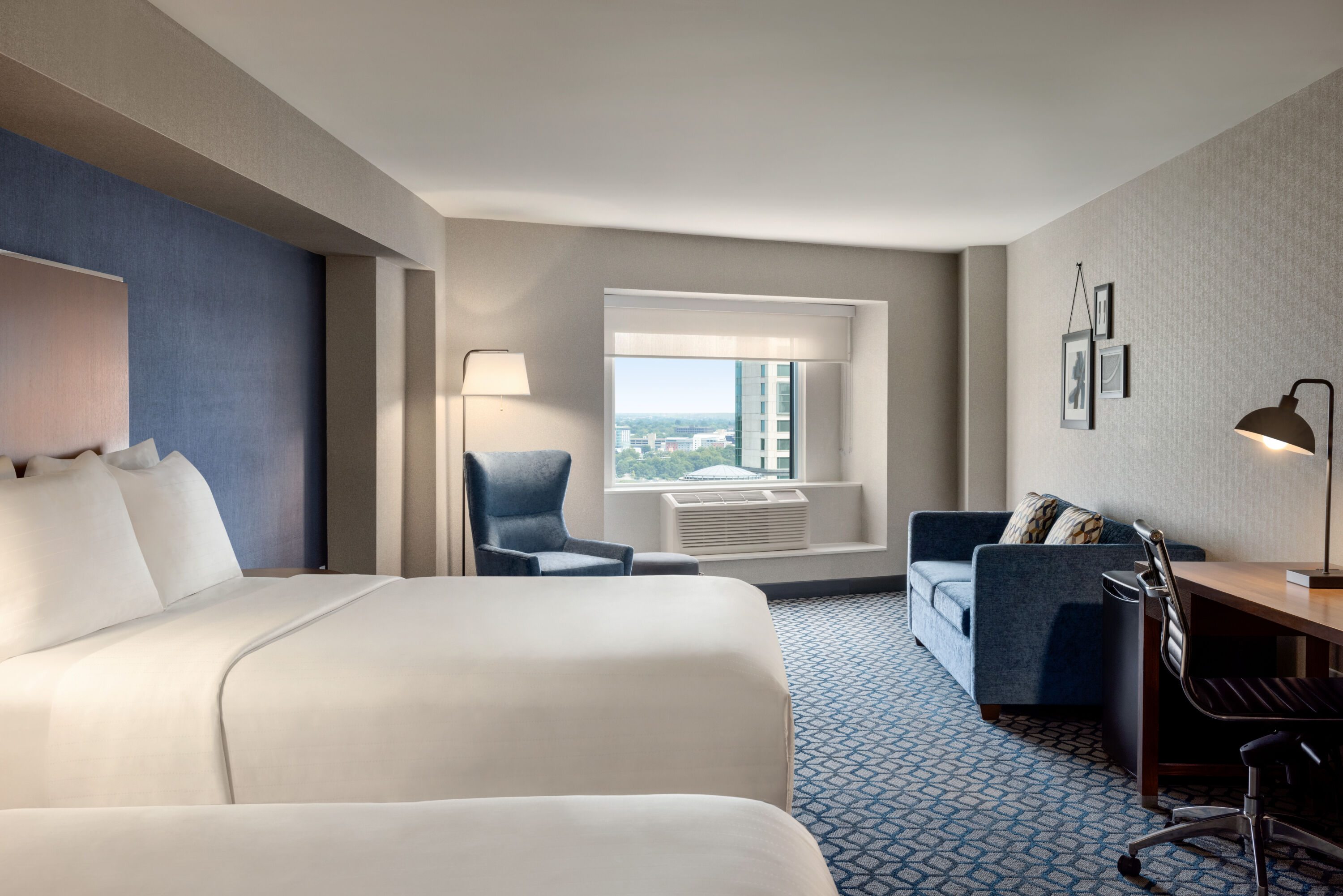 Guest room at the Wyndham Fallsview Hotel in Niagara Falls, Ontario