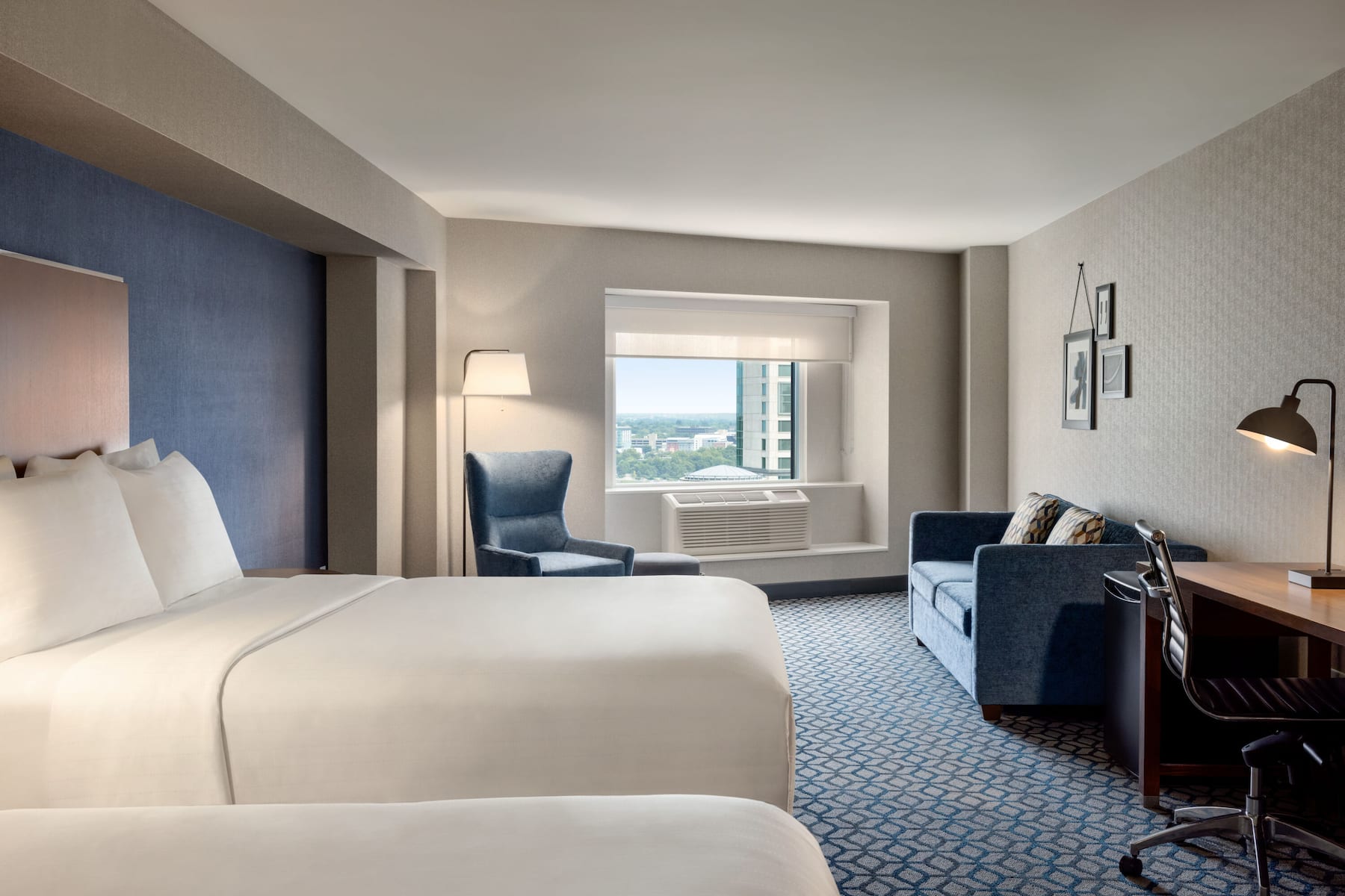 Guest room at the Wyndham Fallsview Hotel in Niagara Falls, Ontario