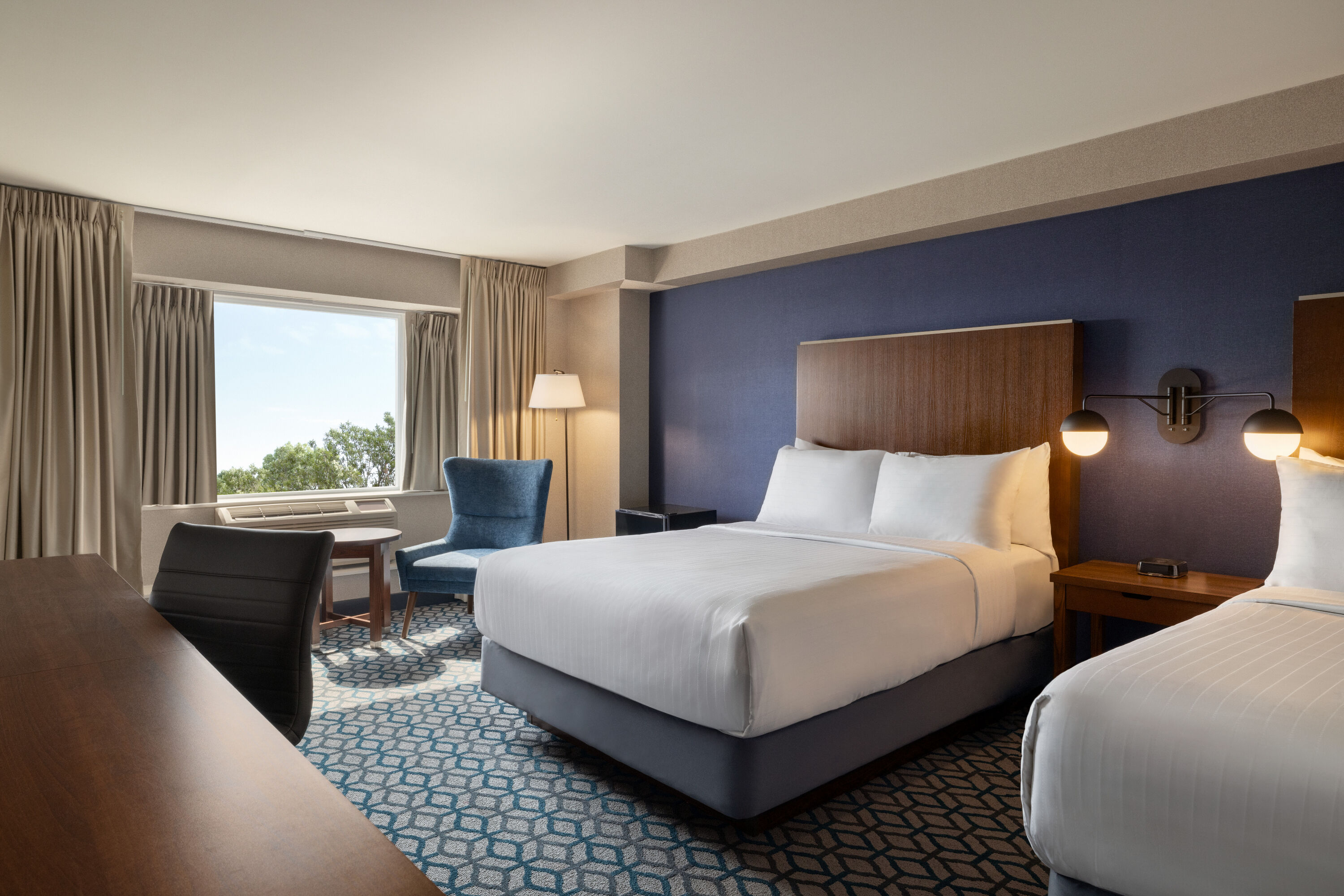 Guest room at the Wyndham Fallsview Hotel in Niagara Falls, Ontario