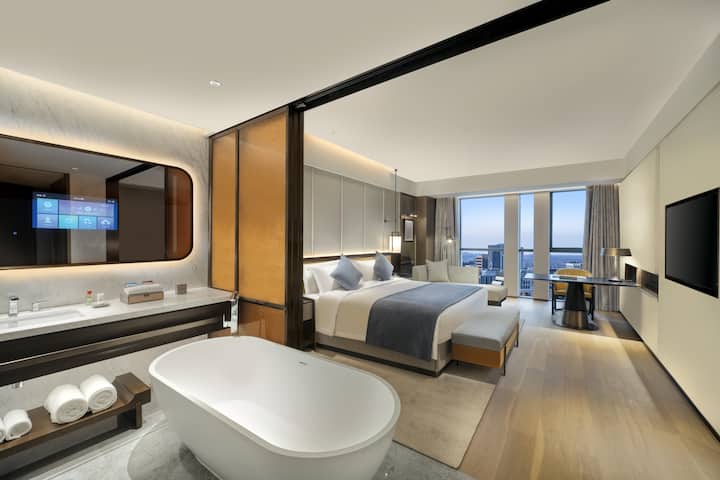 Guest room at the Wyndham Xiongan in Baoding, Other than US/Canada