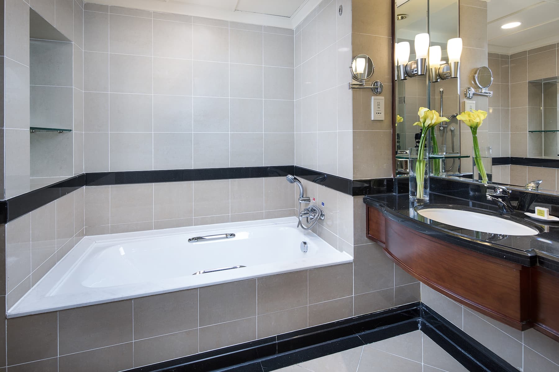 Guest room bath at the Wyndham Beijing North in Beijing, Other than US/Canada