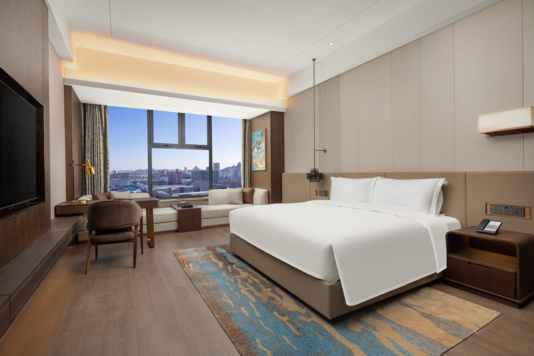 Guest room at the Wyndham Dalian Jinpu in Dalian, Other than US/Canada