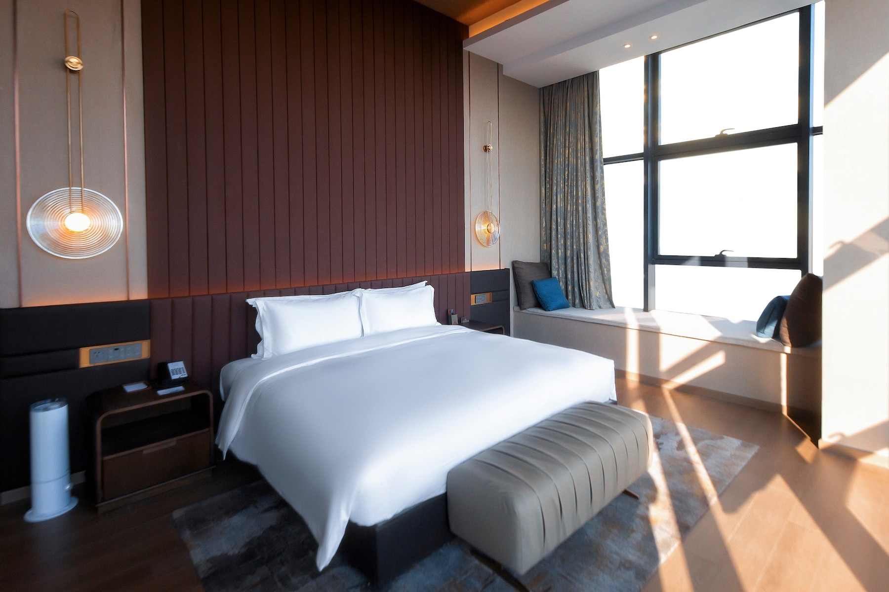 Guest room at the Wyndham Dalian Jinpu in Dalian, Other than US/Canada