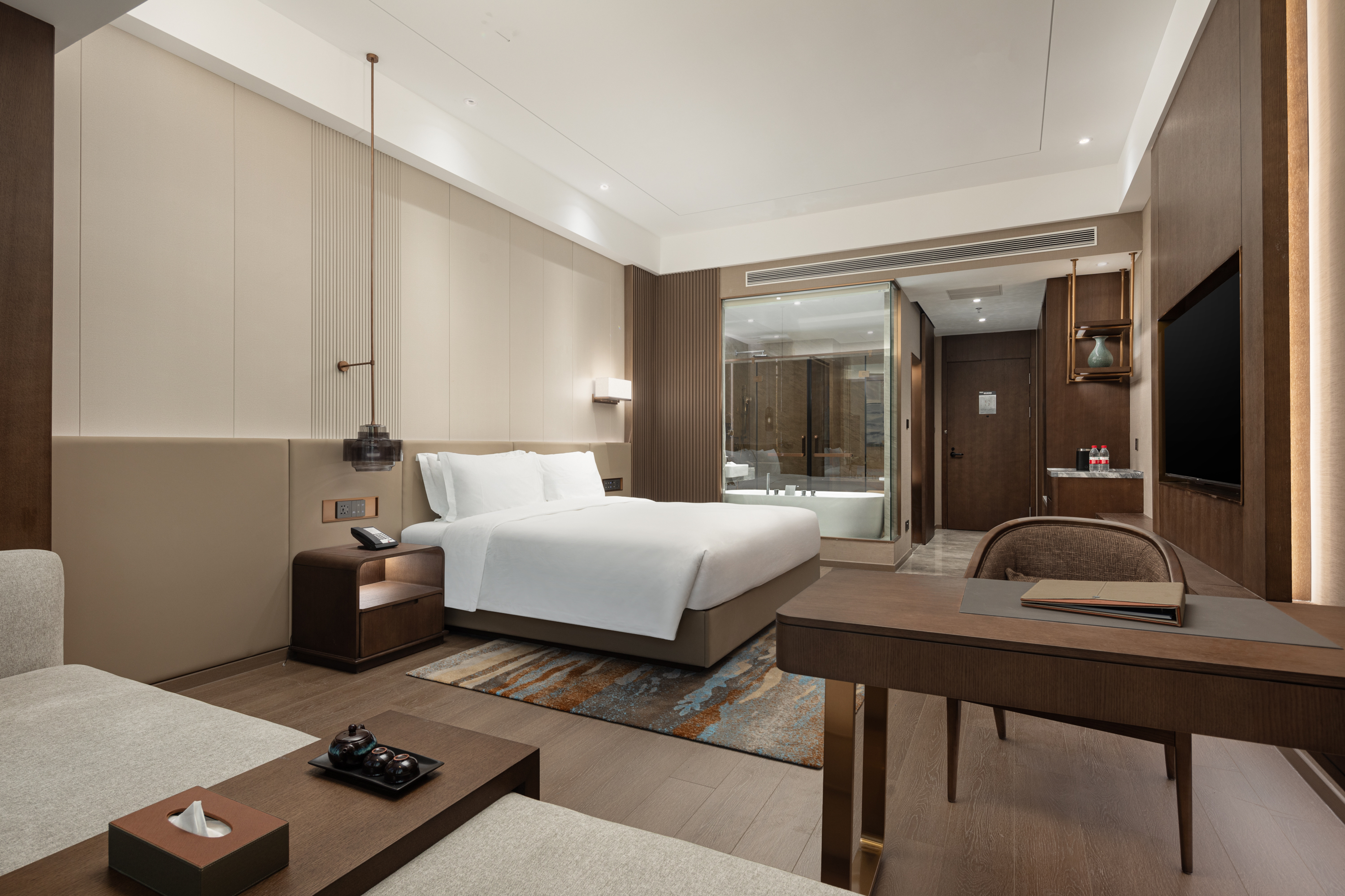 Guest room at the Wyndham Dalian Jinpu in Dalian, Other than US/Canada