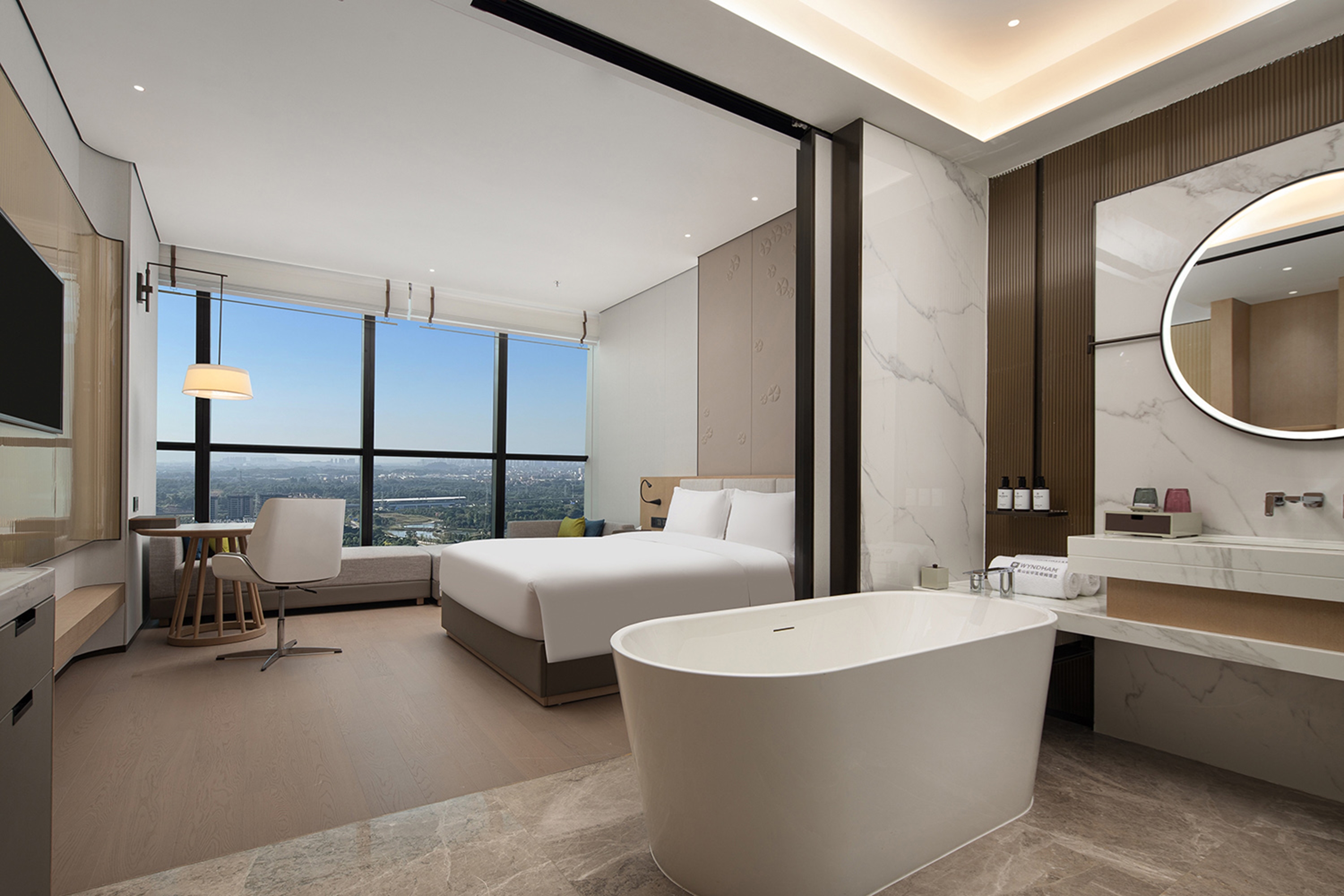 Guest room at the Wyndham Foshan Nanhai in Foshan, Other than US/Canada