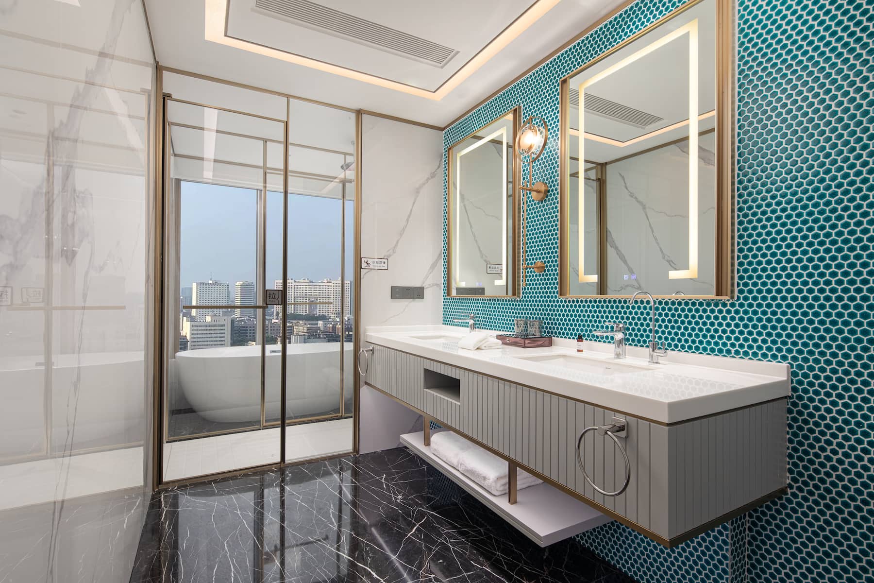 Guest room bath at the Wyndham Hangzhou Linping in Hangzhou, Other than US/Canada