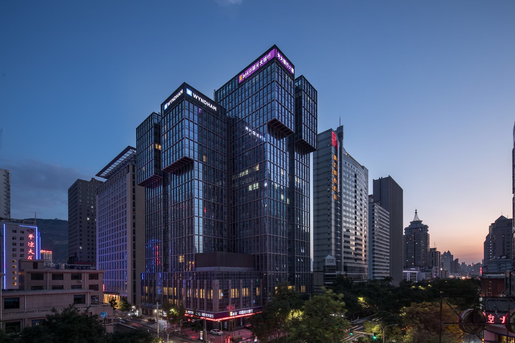 Exterior of Wyndham Lanzhou Haiyue hotel in Lanzhou, Other than US/Canada