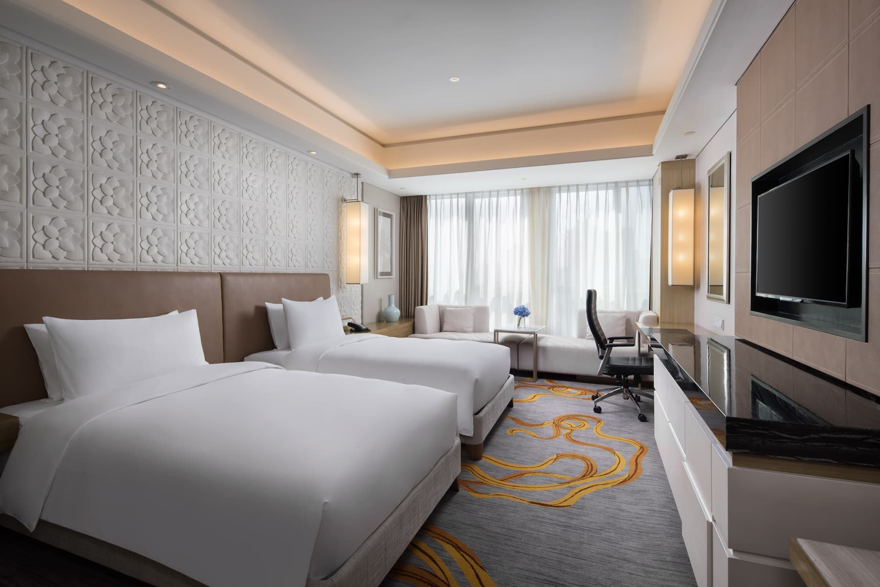 Guest room at the Wyndham Lanzhou Haiyue in Lanzhou, Other than US/Canada