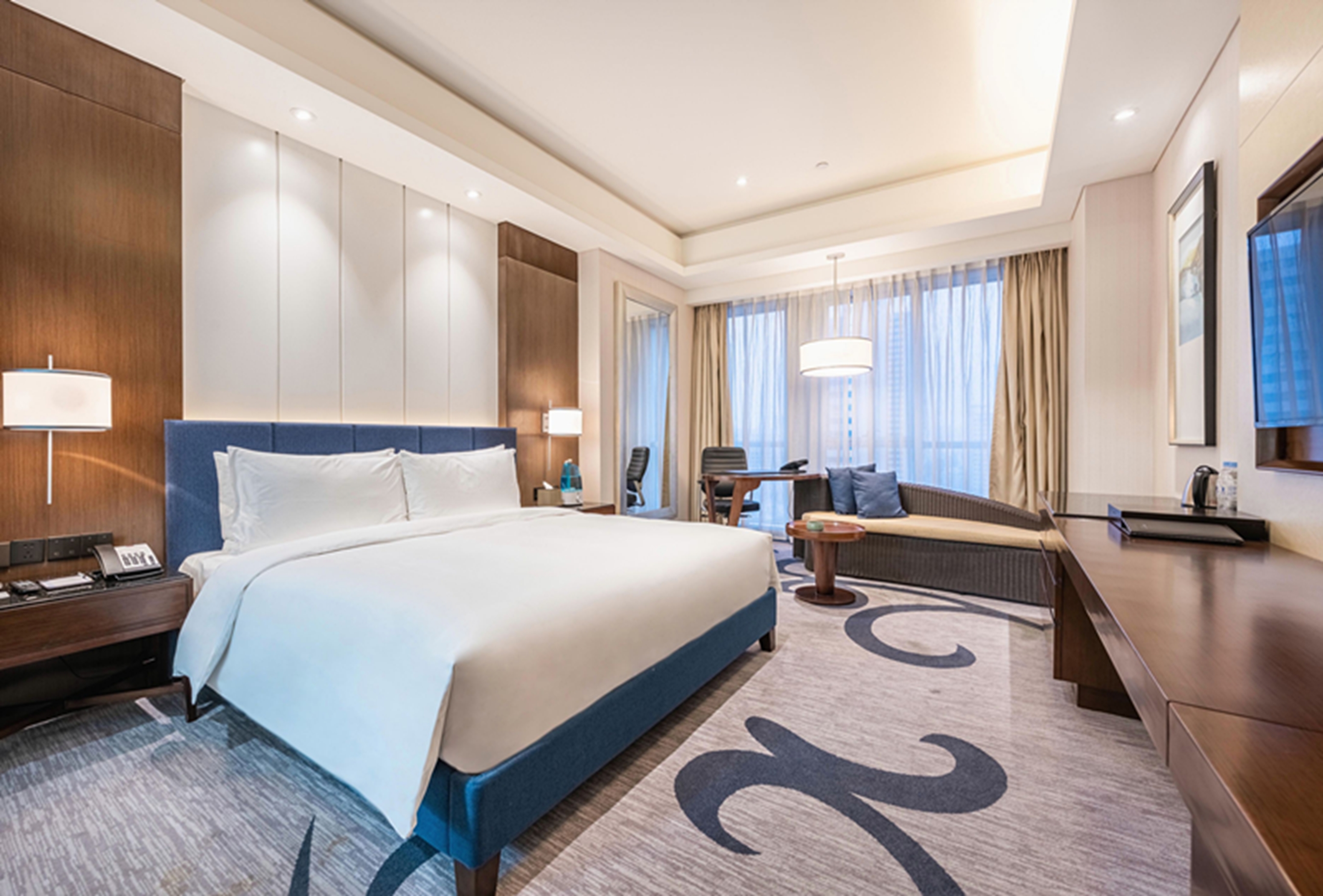 Guest room at the Wyndham Lanzhou Haiyue in Lanzhou, Other than US/Canada