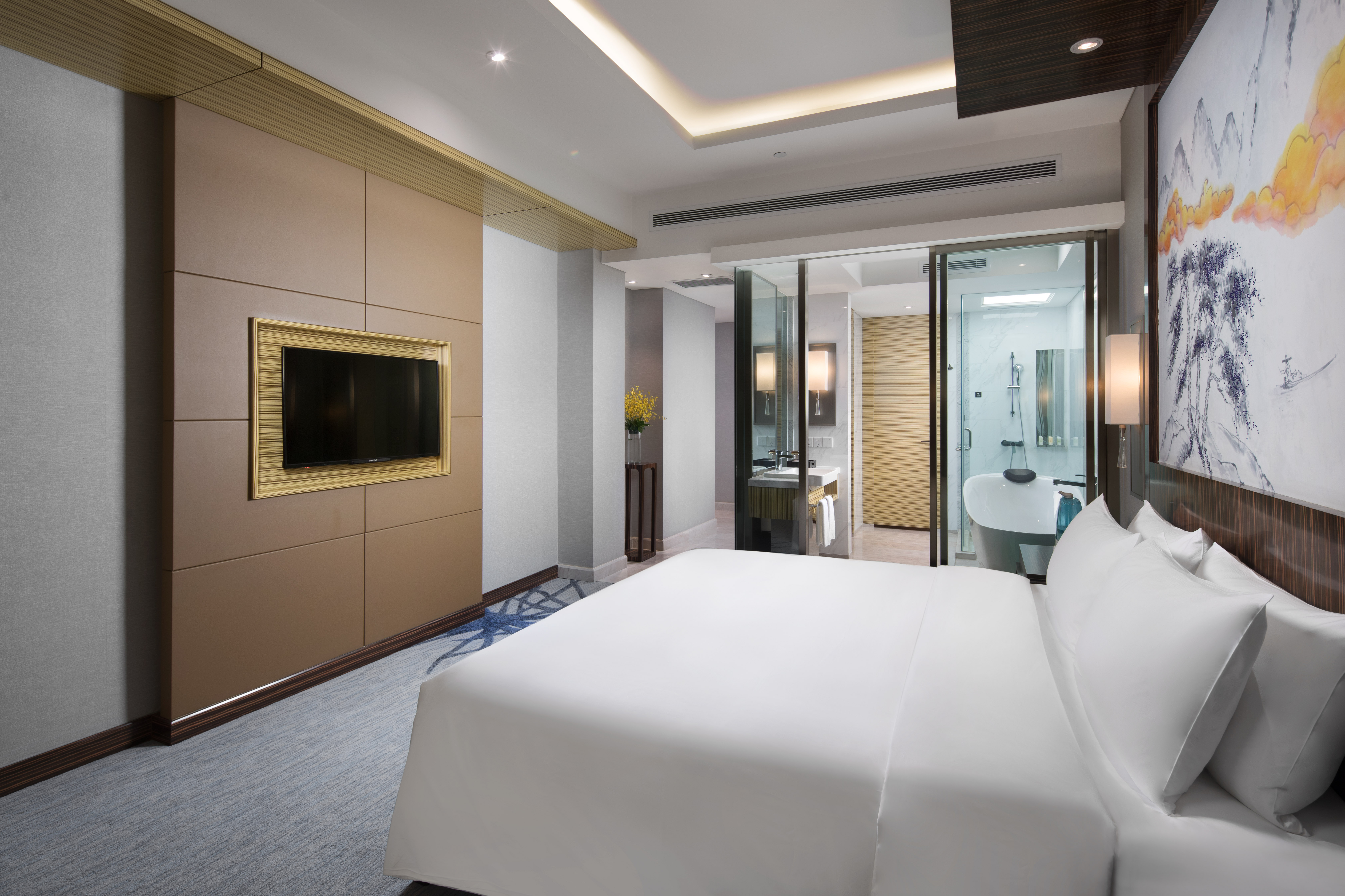 Guest room at the Wyndham Lanzhou Haiyue in Lanzhou, Other than US/Canada