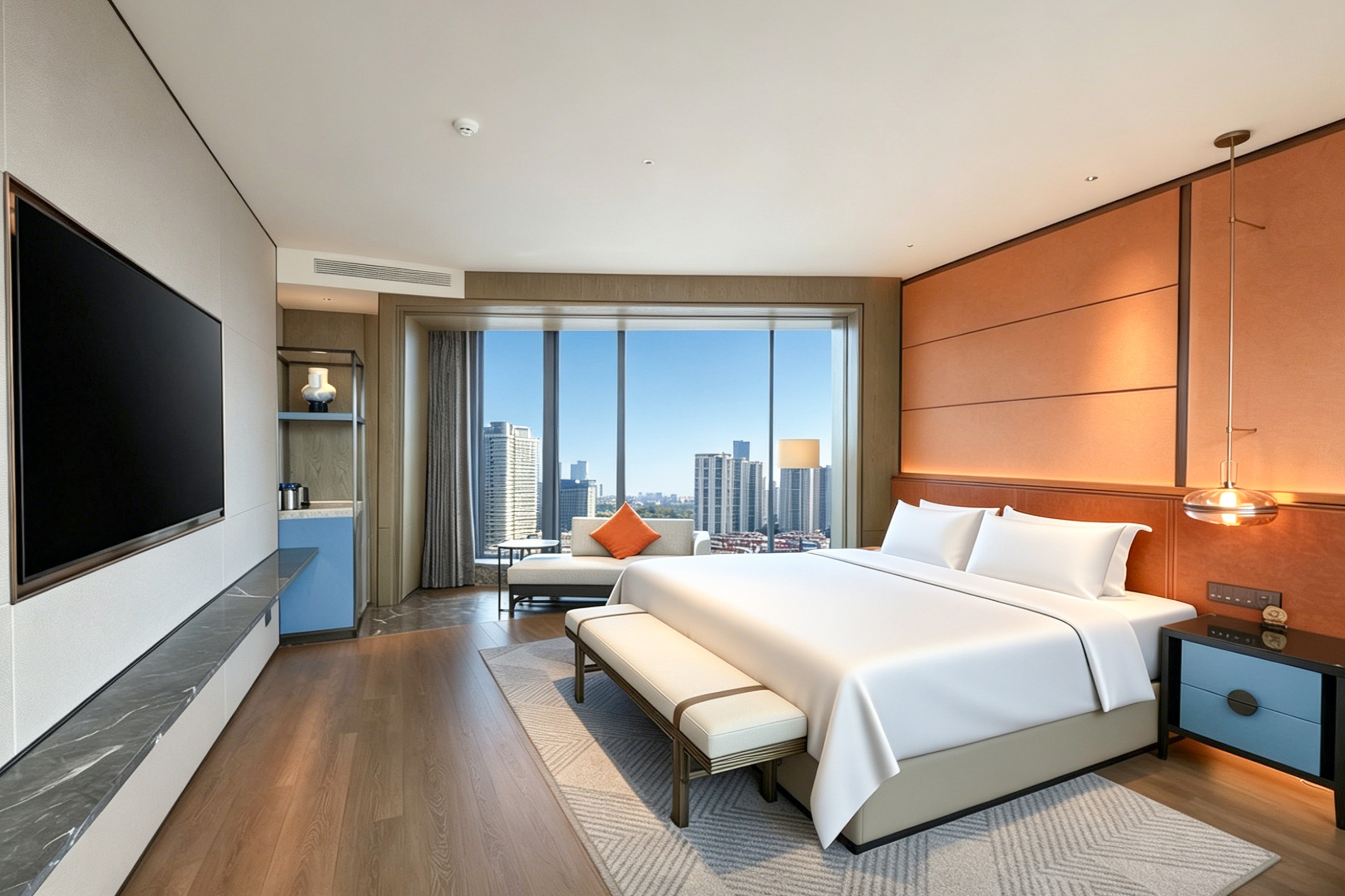 Guest room at the Wyndham Rizhao Downtown in Rizhao, Other than US/Canada