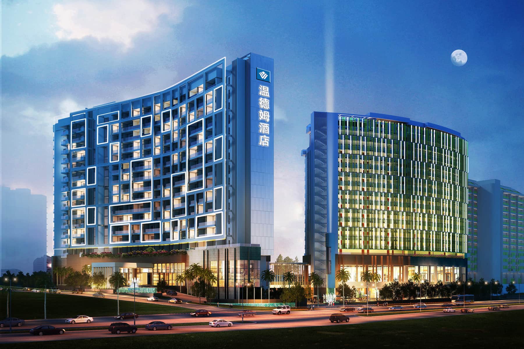 Exterior Night Image of Wyndham Sanya Bay hotel in Sanya, Other than US/Canada