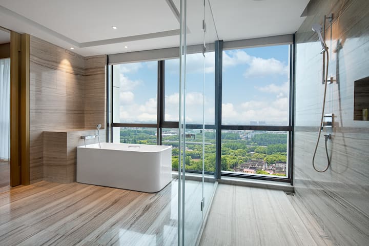 Guest room bath at the Wyndham Shanghai Pudong in Shanghai, Other than US/Canada
