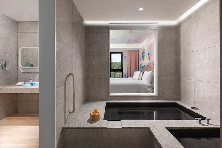 Guest room bath at the Wyndham Sun Moon Lake in Taiwan-Nantou, Other than US/Canada