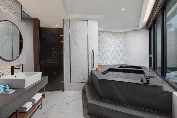 Guest room bath at the Wyndham Sun Moon Lake in Taiwan-Nantou, Other than US/Canada