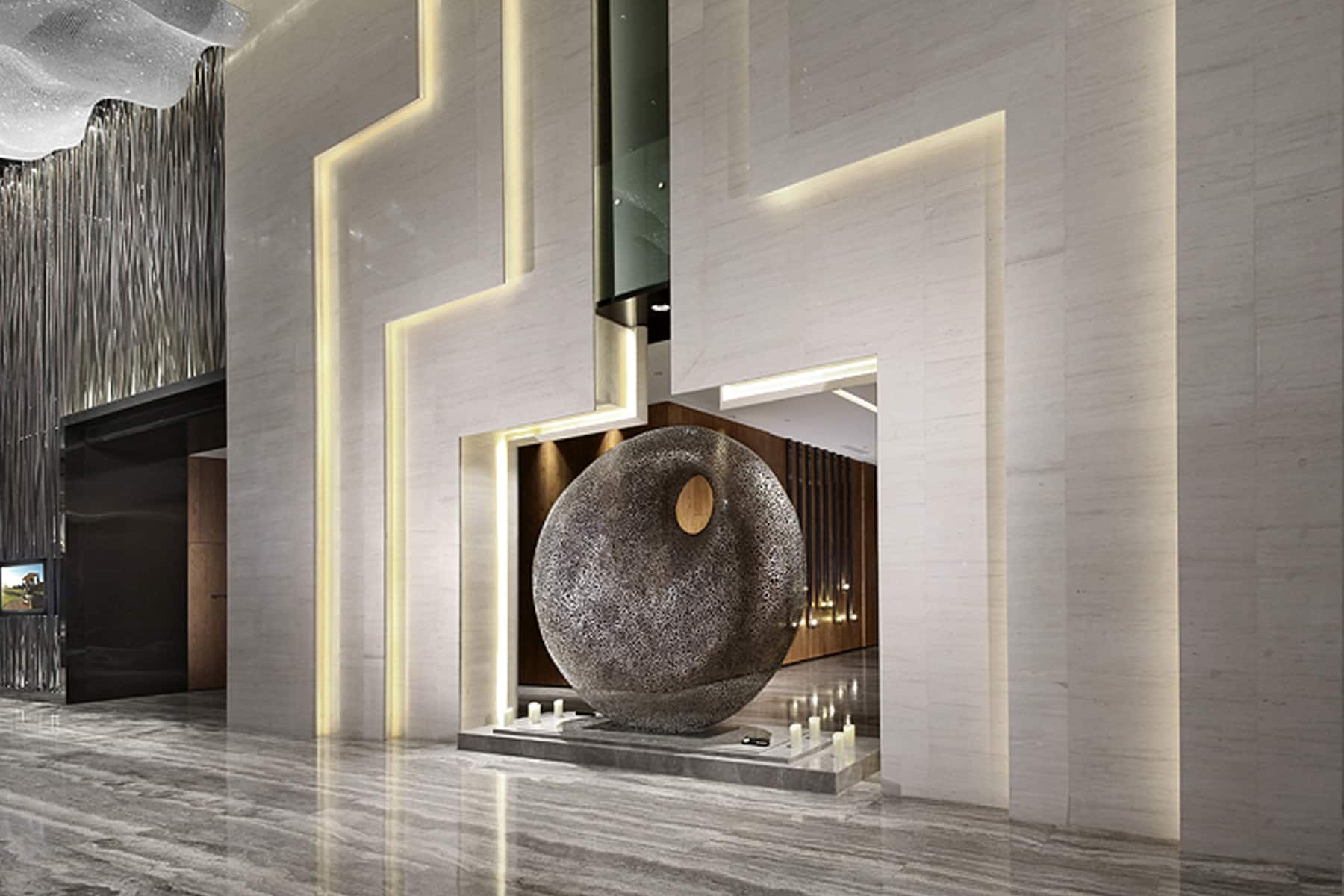 Wyndham Jinjiang lobby feature in Xishuangbanna Dai Autonomous P, Other than US/Canada