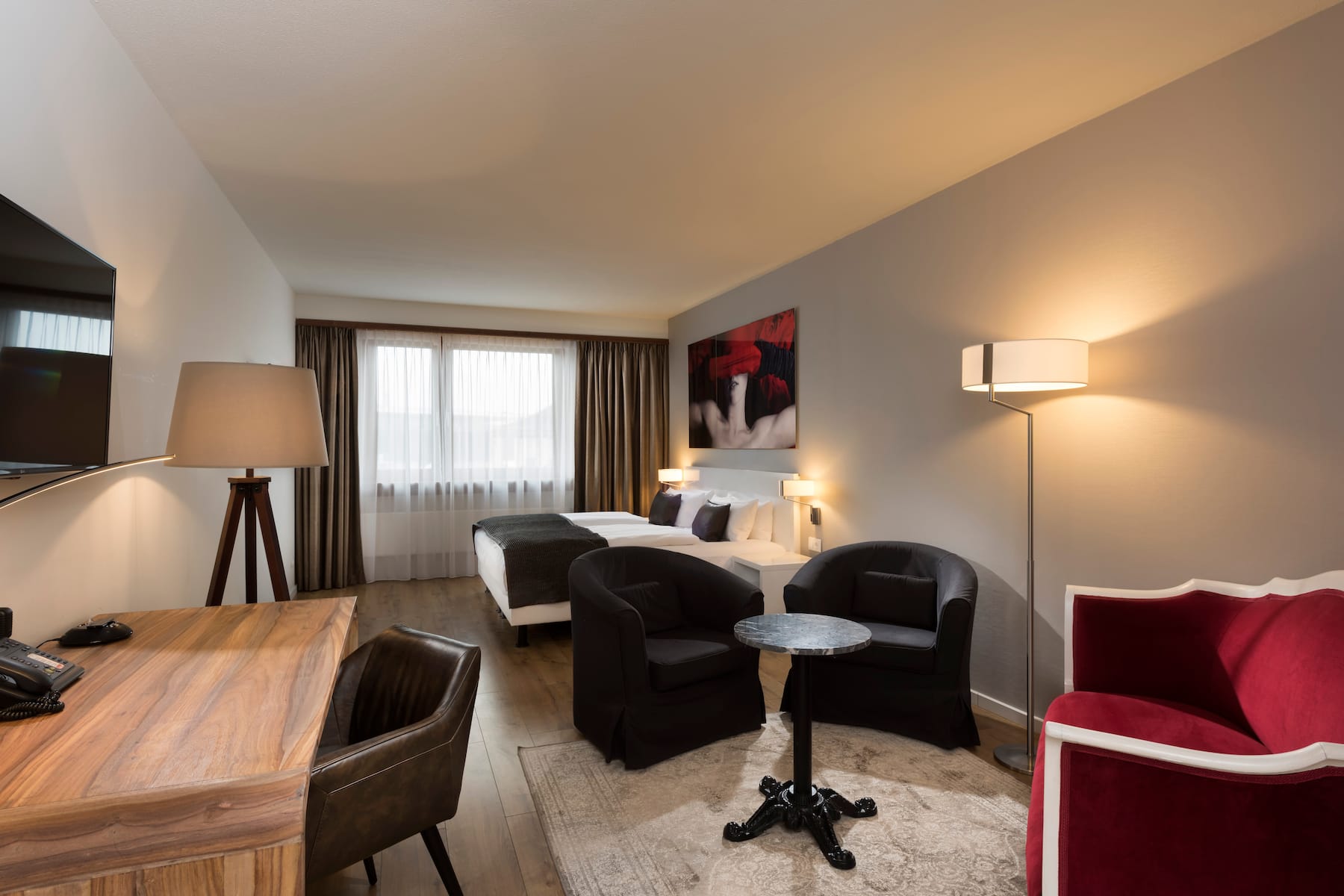 Double bed guest room at the Wyndham Stuttgart Airport Messe in Stuttgart, Other than US/Canada