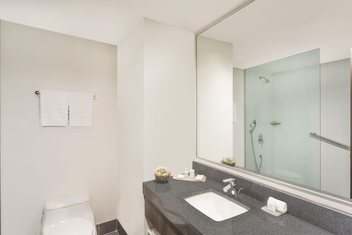 Guest room bath at the Wyndham Guayaquil Puerto Santa Ana in Guayaquil, Other than US/Canada