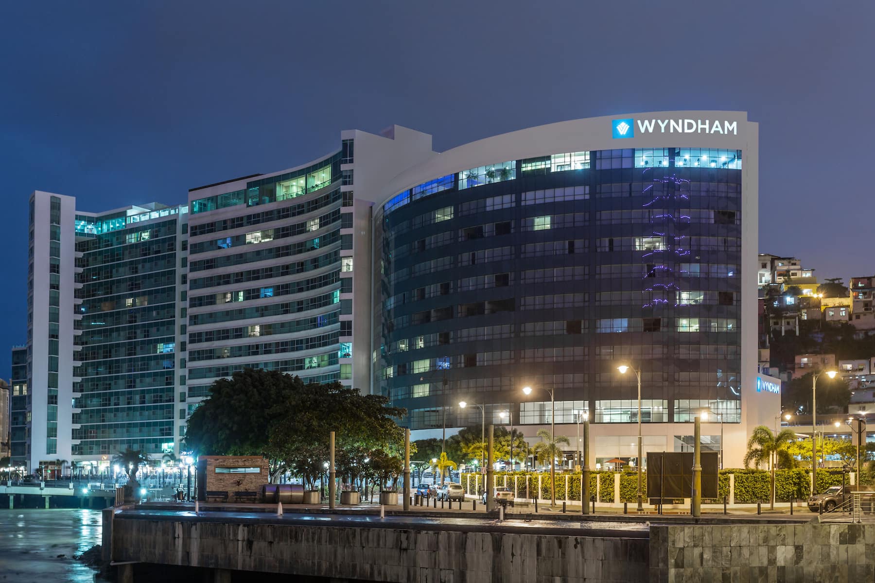 Exterior Dusk Image of Wyndham Guayaquil Puerto Santa Ana hotel in Guayaquil, Other than US/Canada