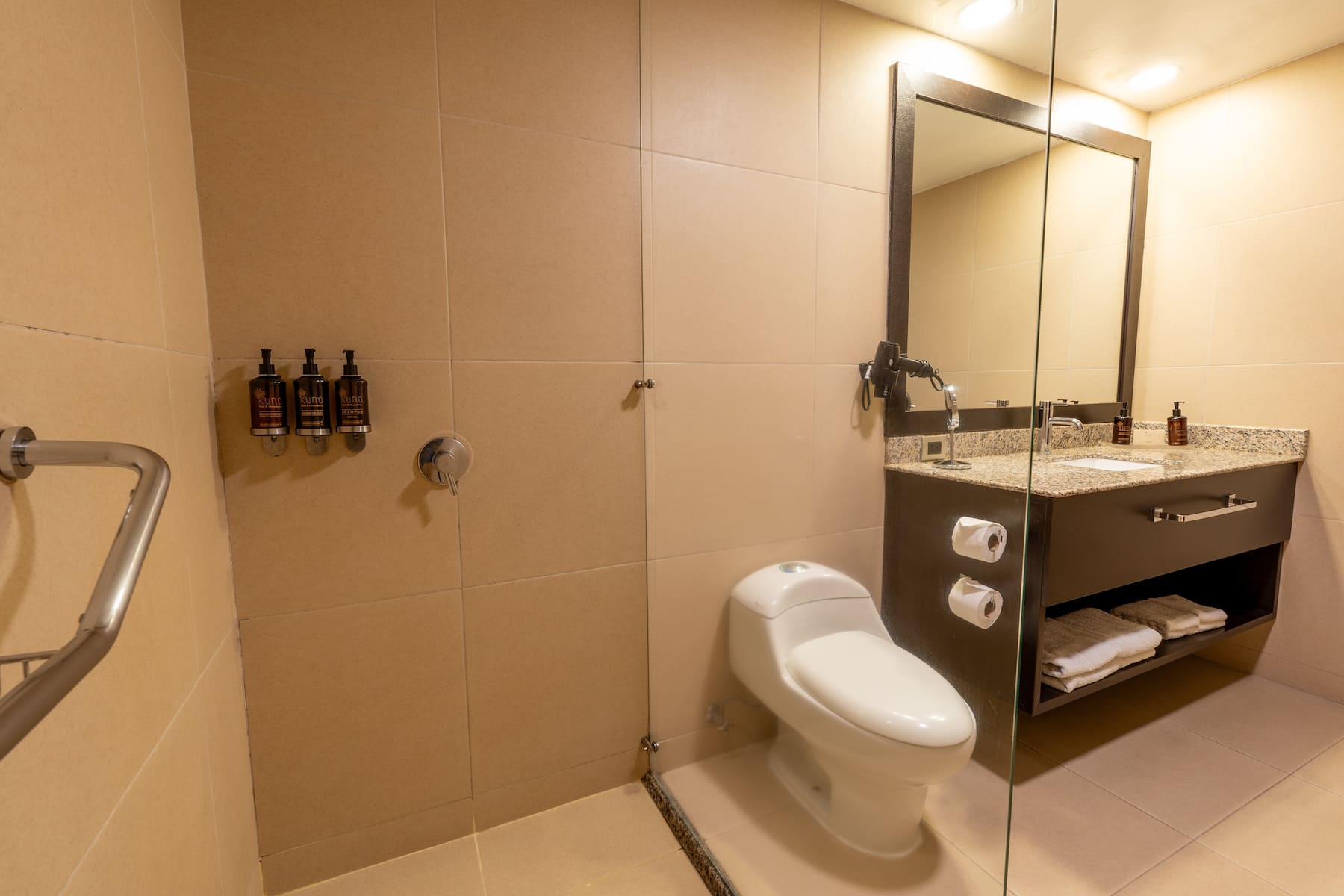 Guest room bath at the Wyndham Quito Airport in Quito, Other than US/Canada