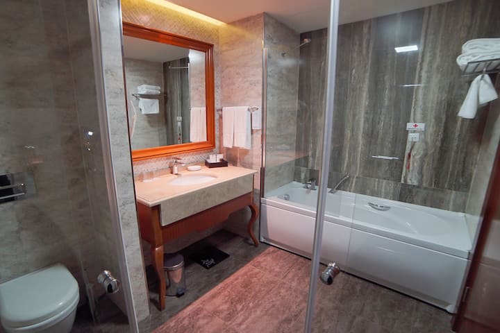 Guest room bath at the Wyndham Batumi in Batumi, Other than US/Canada