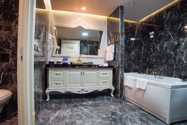 Guest room bath at the Wyndham Batumi in Batumi, Other than US/Canada