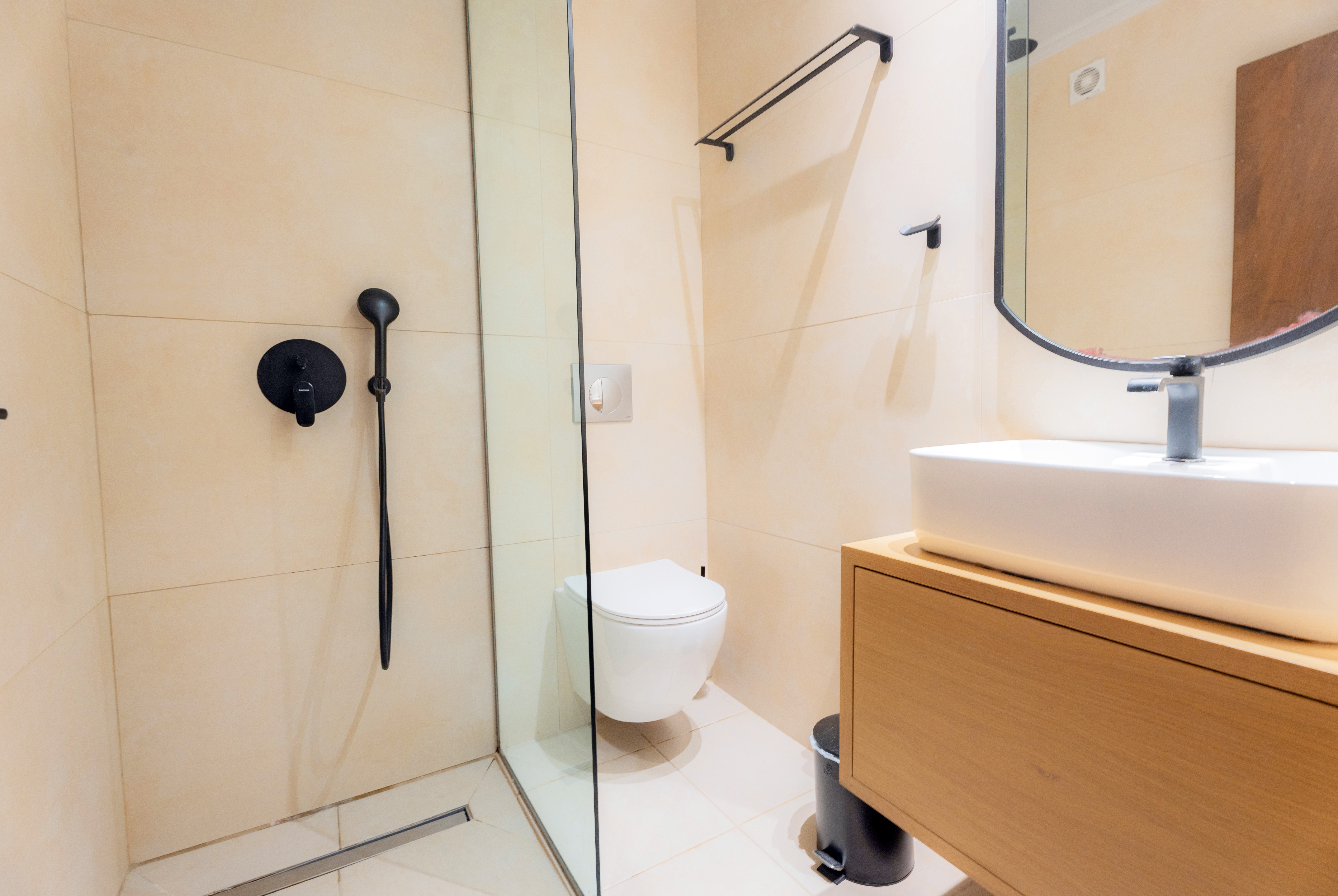 Guest room bath at the Wyndham Corfu Acharavi in Corfu, Other than US/Canada