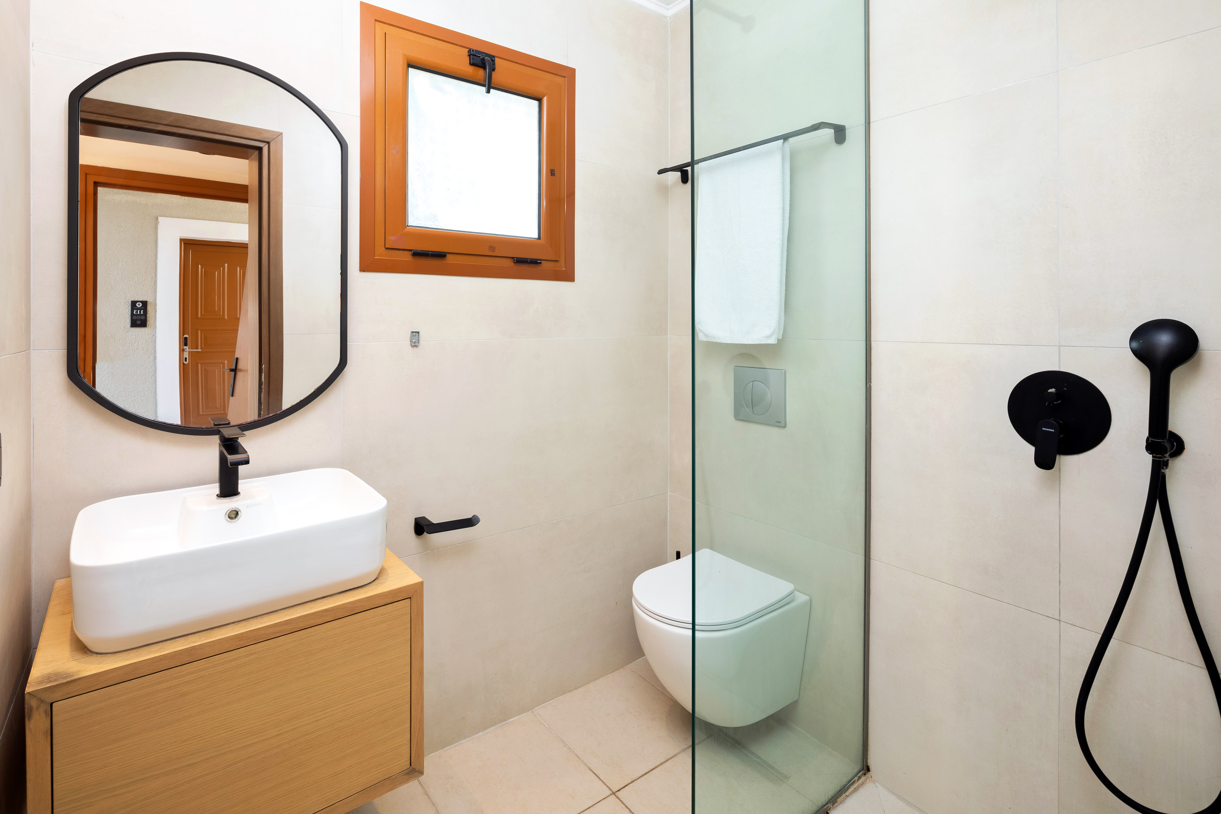 Guest room bath at the Wyndham Corfu Acharavi in Corfu, Other than US/Canada