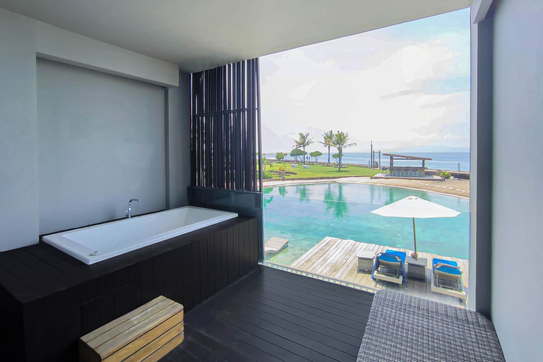 Guest room bath at the Wyndham Tamansari Jivva Resort Bali in Bali, Other than US/Canada