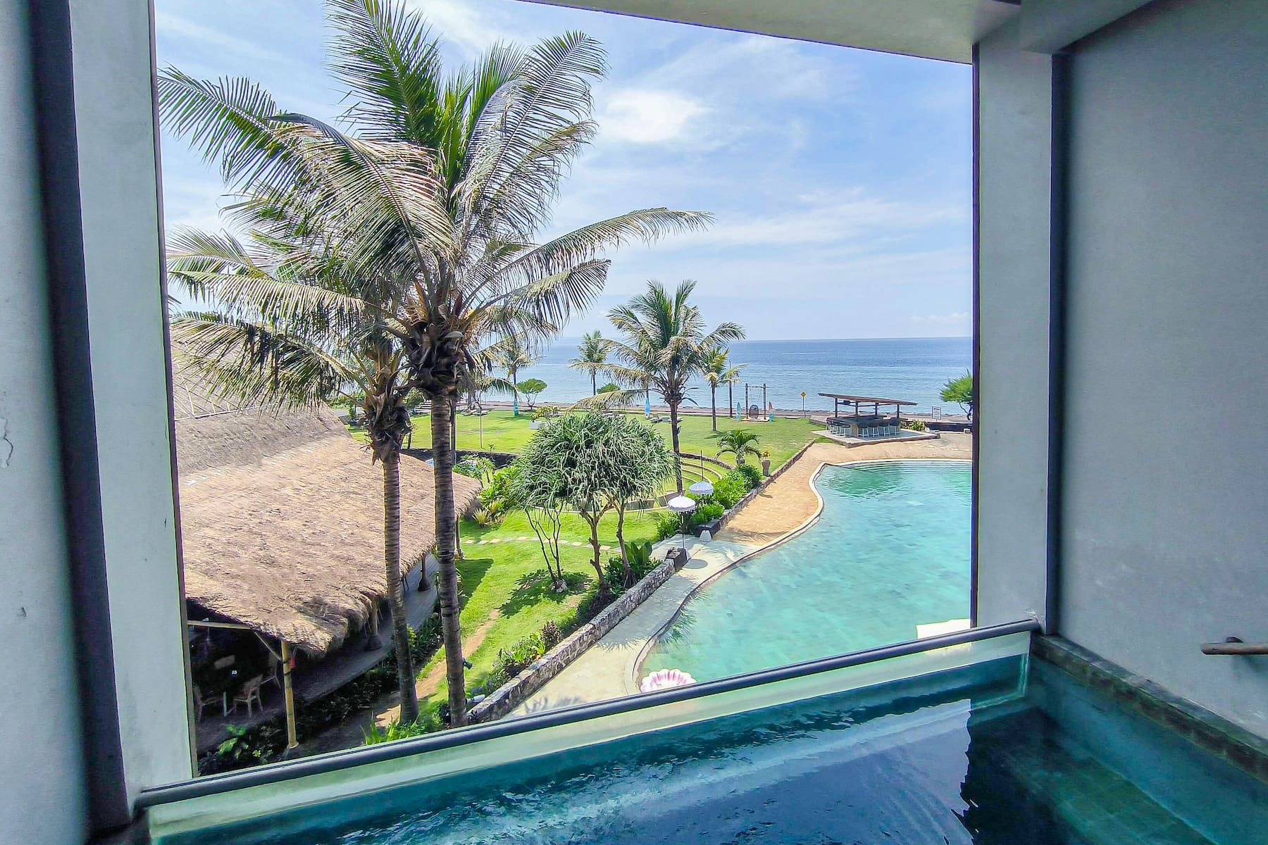 Guest room bath at the Wyndham Tamansari Jivva Resort Bali in Bali, Other than US/Canada