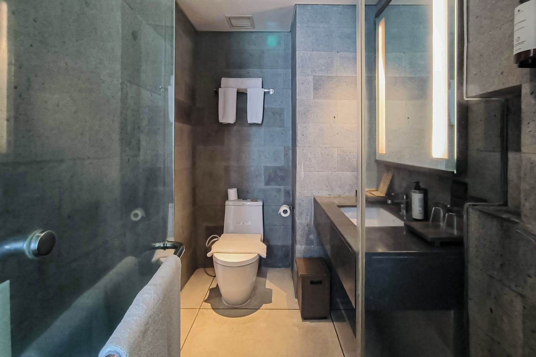 Guest room bath at the Wyndham Tamansari Jivva Resort Bali in Bali, Other than US/Canada