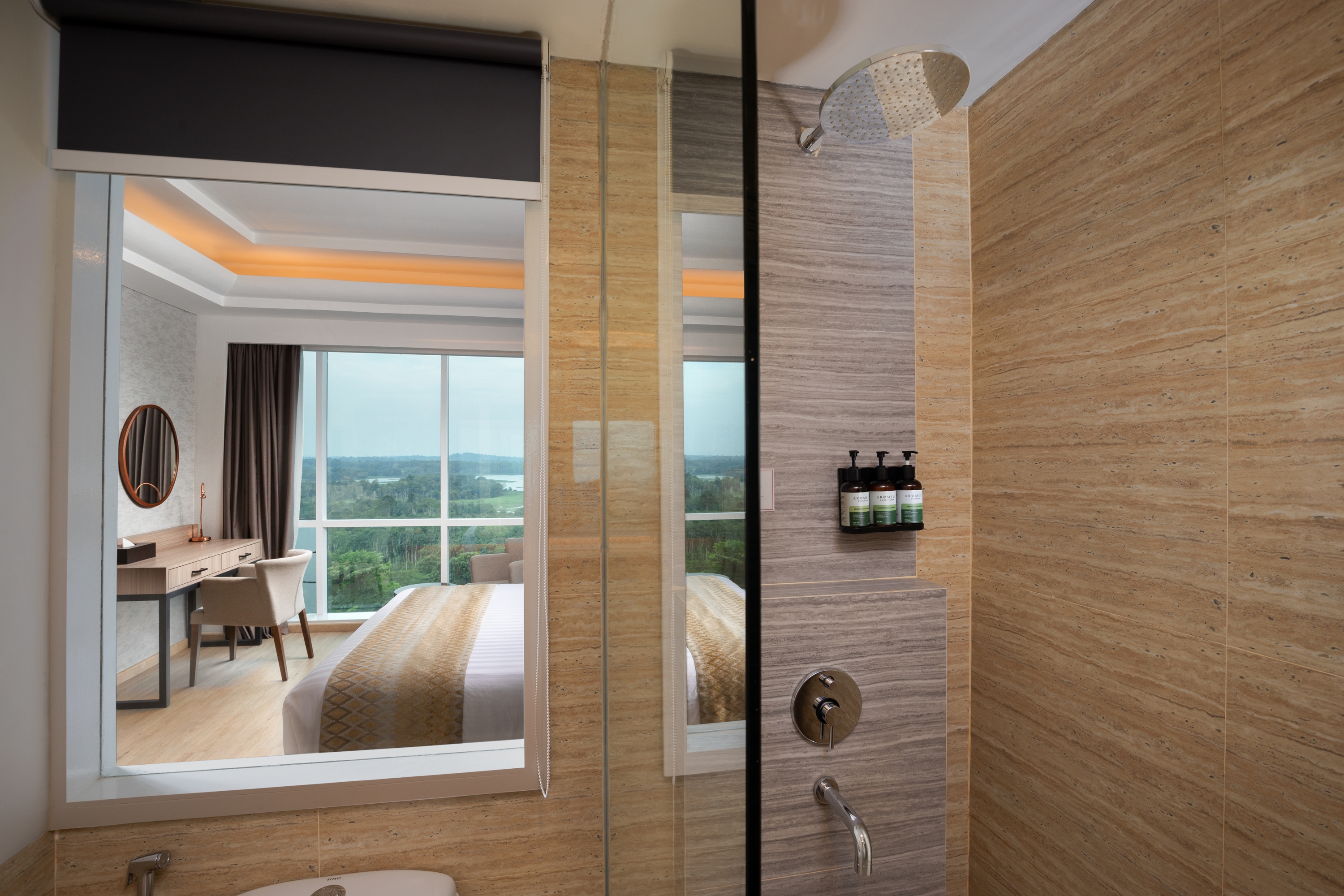 Guest room bath at the Wyndham Panbil Batam in Batam, Other than US/Canada