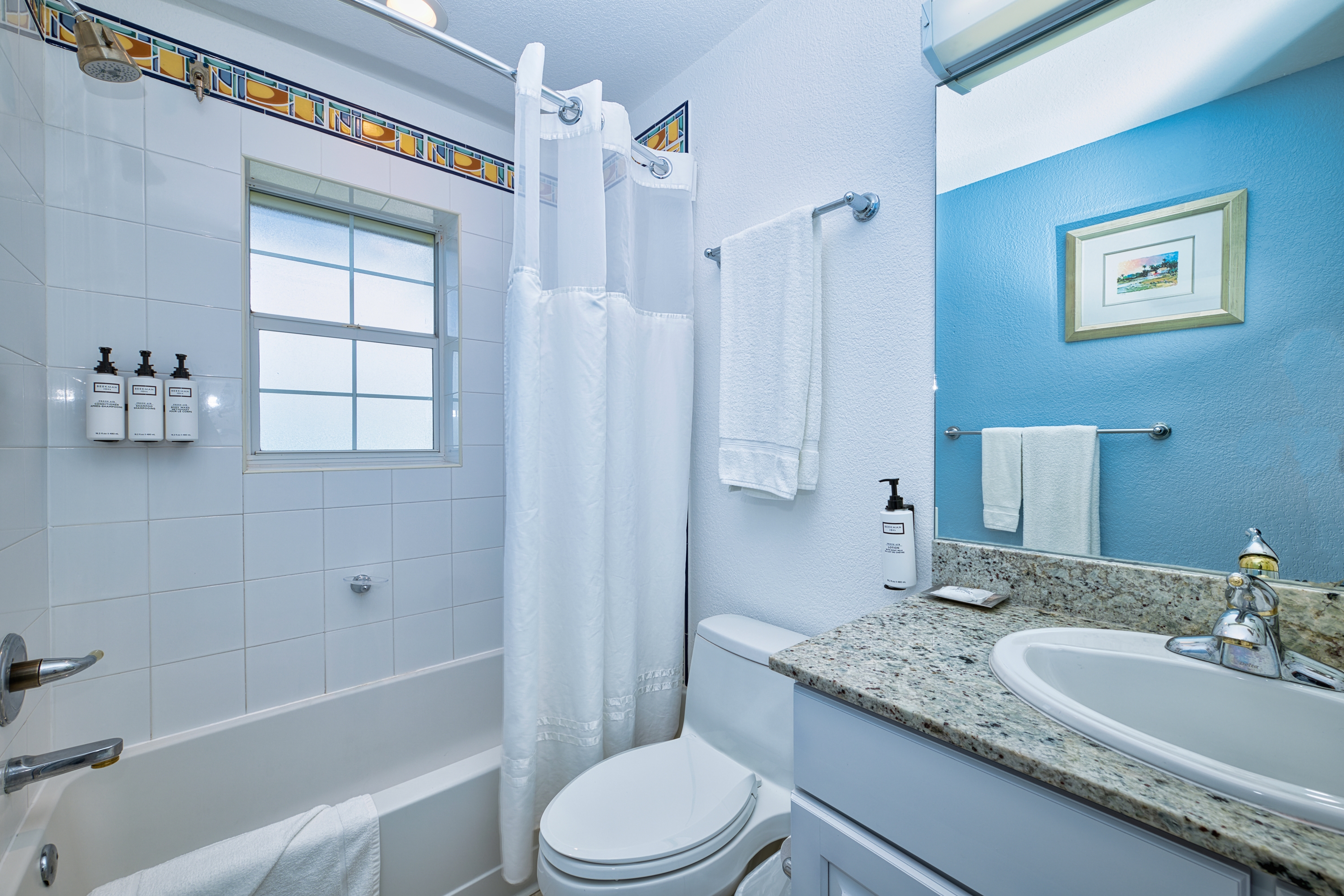 Guest room bath at the Wyndham Reef Resort Grand Cayman in East End, Other than US/Canada