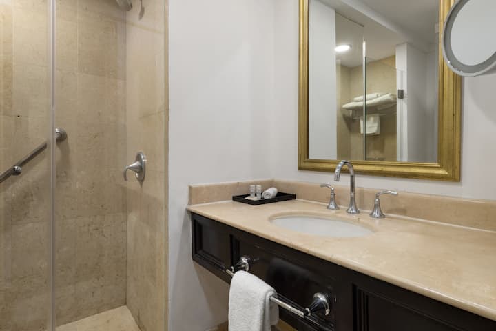 Guest room bath at the Wyndham Monterrey Ambassador Centro in Monterrey, Other than US/Canada