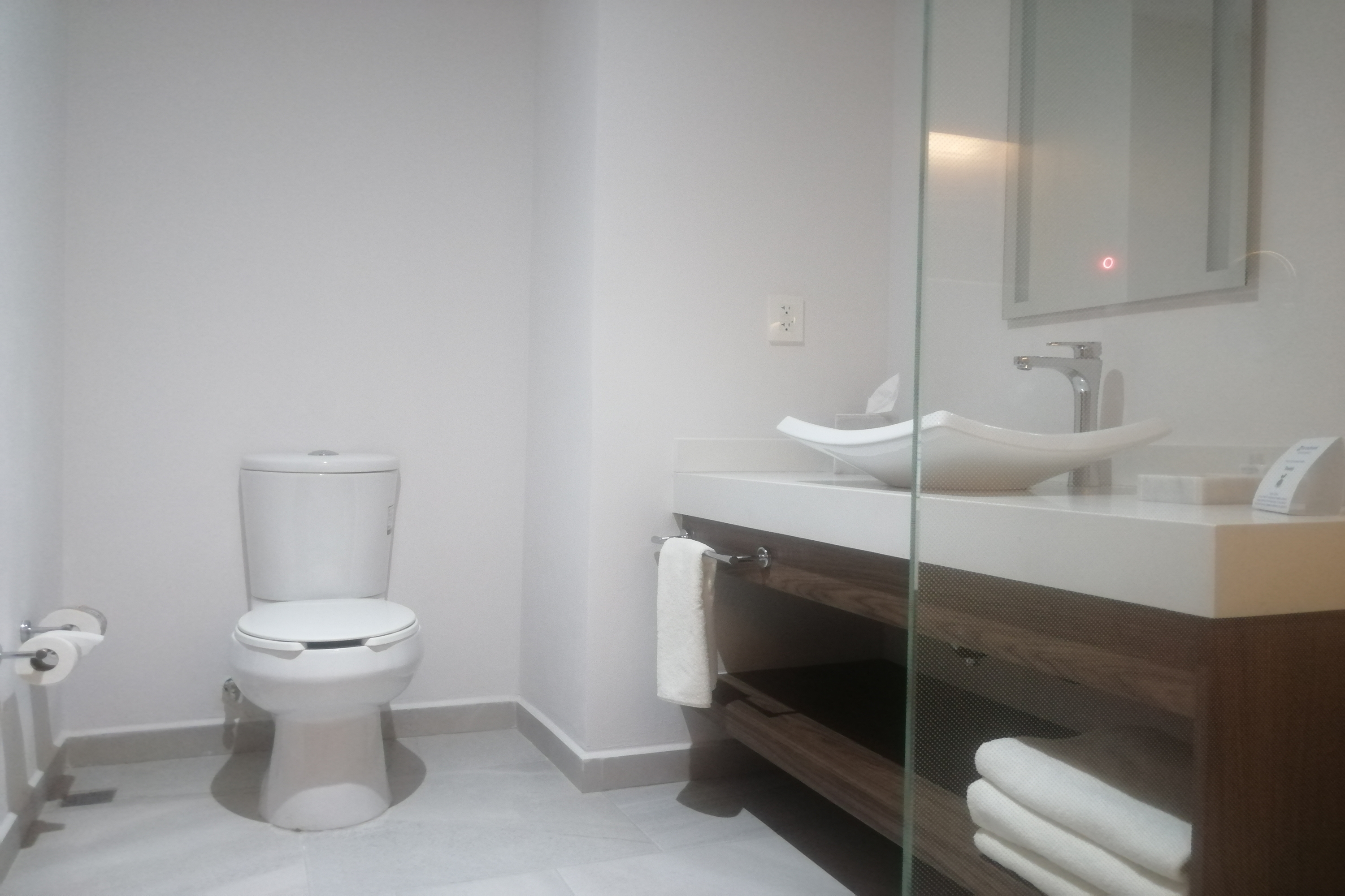 Guest room bath at the Wyndham Puebla Angelopolis in Puebla, Other than US/Canada