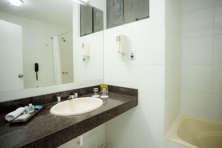 Guest room bath at the Wyndham Costa del Sol Chiclayo in Chiclayo, Other than US/Canada
