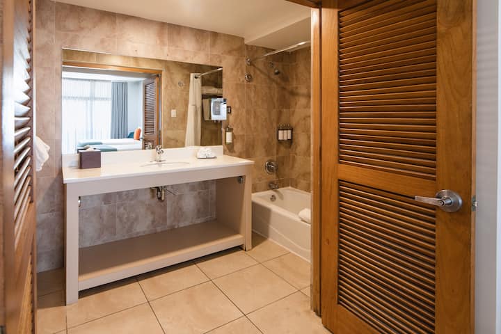 Guest room bath at the Wyndham Palmas Beach and Golf Boutique Resort in Humacao, Other than US/Canada