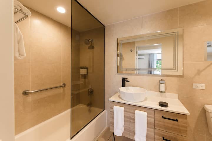 Guest room bath at the Wyndham Palmas Beach and Golf Boutique Resort in Humacao, Other than US/Canada
