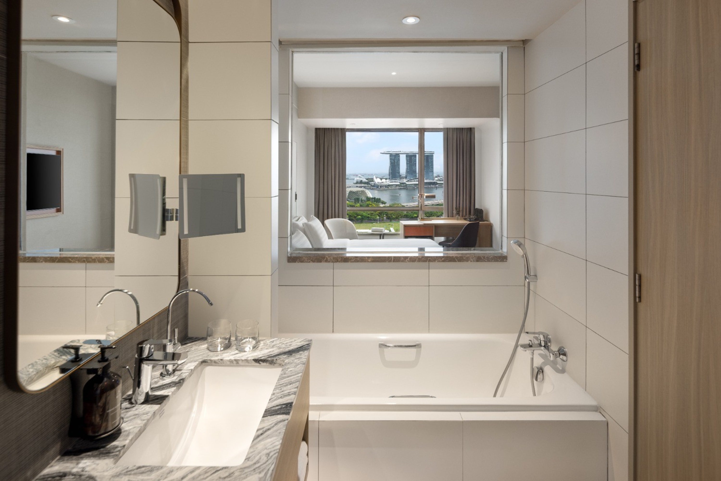 Guest room bath at the Wyndham Singapore Hotel in Singapore, Other than US/Canada