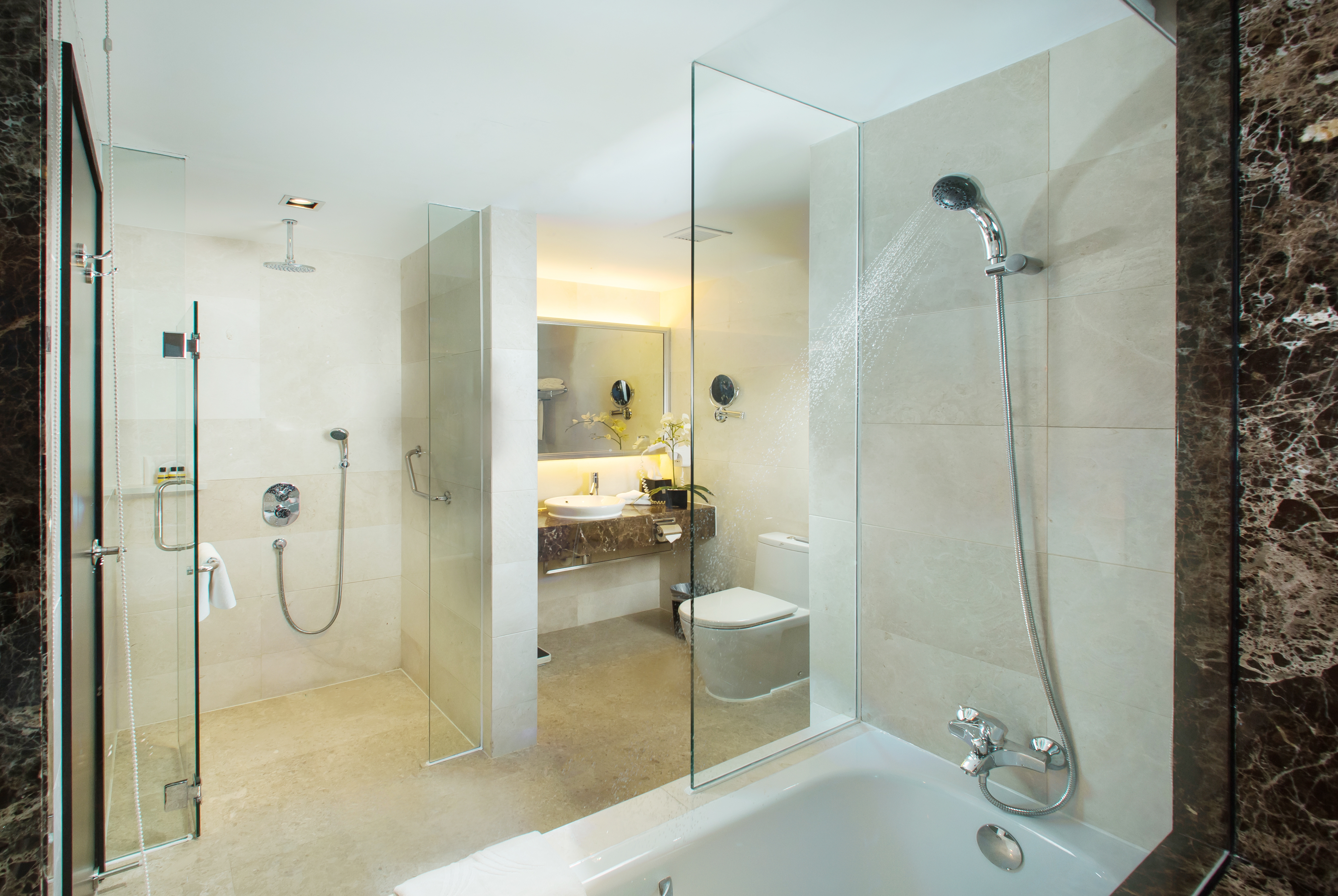 Guest room bath at the Wyndham Singapore Hotel in Singapore, Other than US/Canada