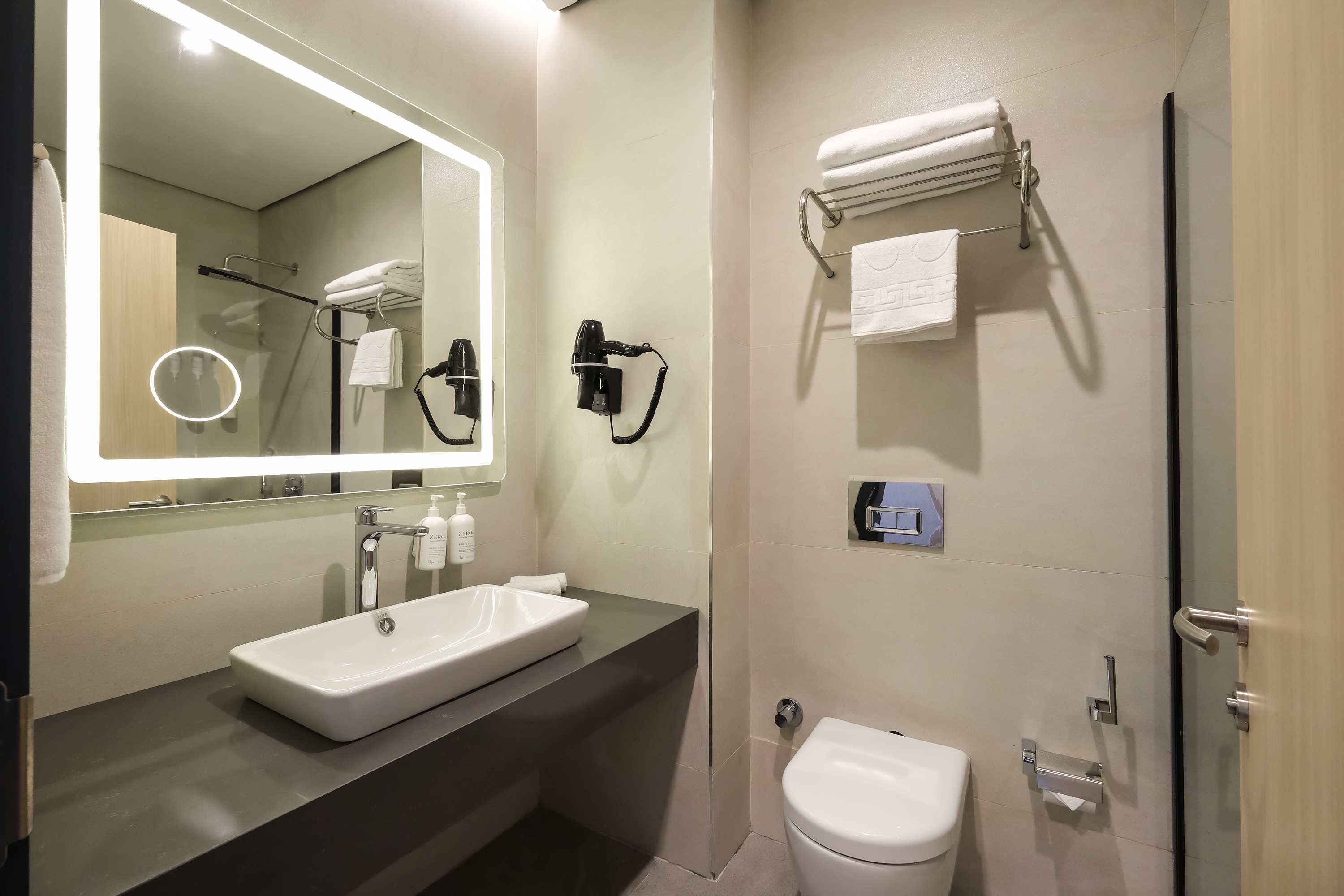 Guest room bath at the Wyndham Bodrum City Center in Mugla, Other than US/Canada